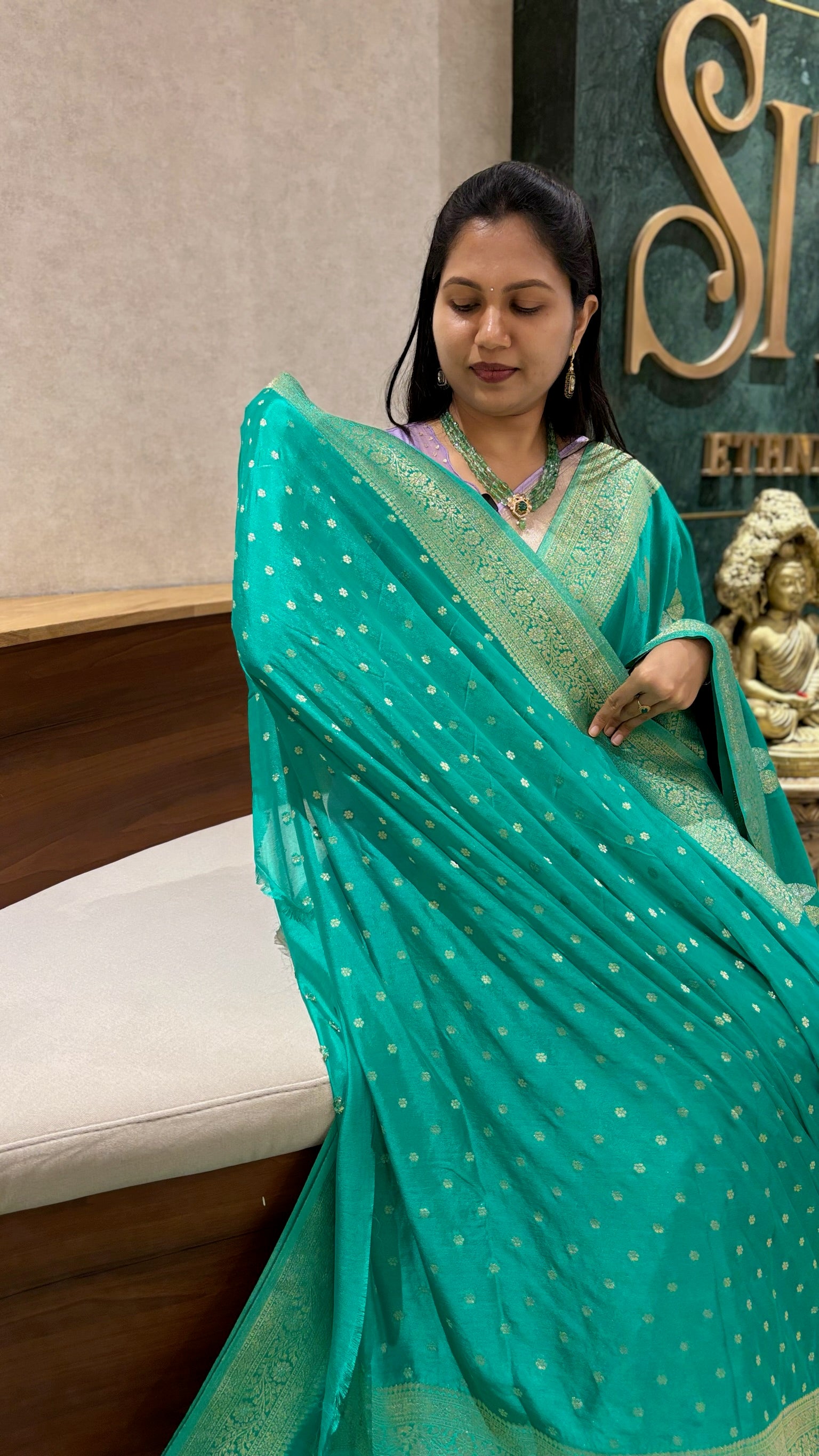 Pure georgette rama green