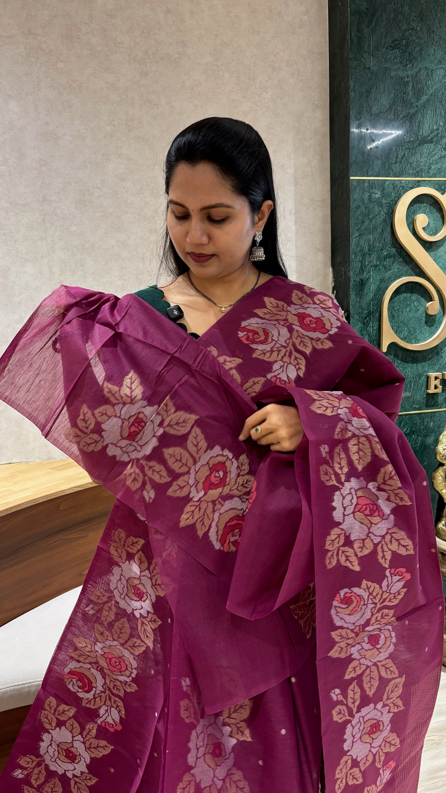 Madhuram linen magenta pink