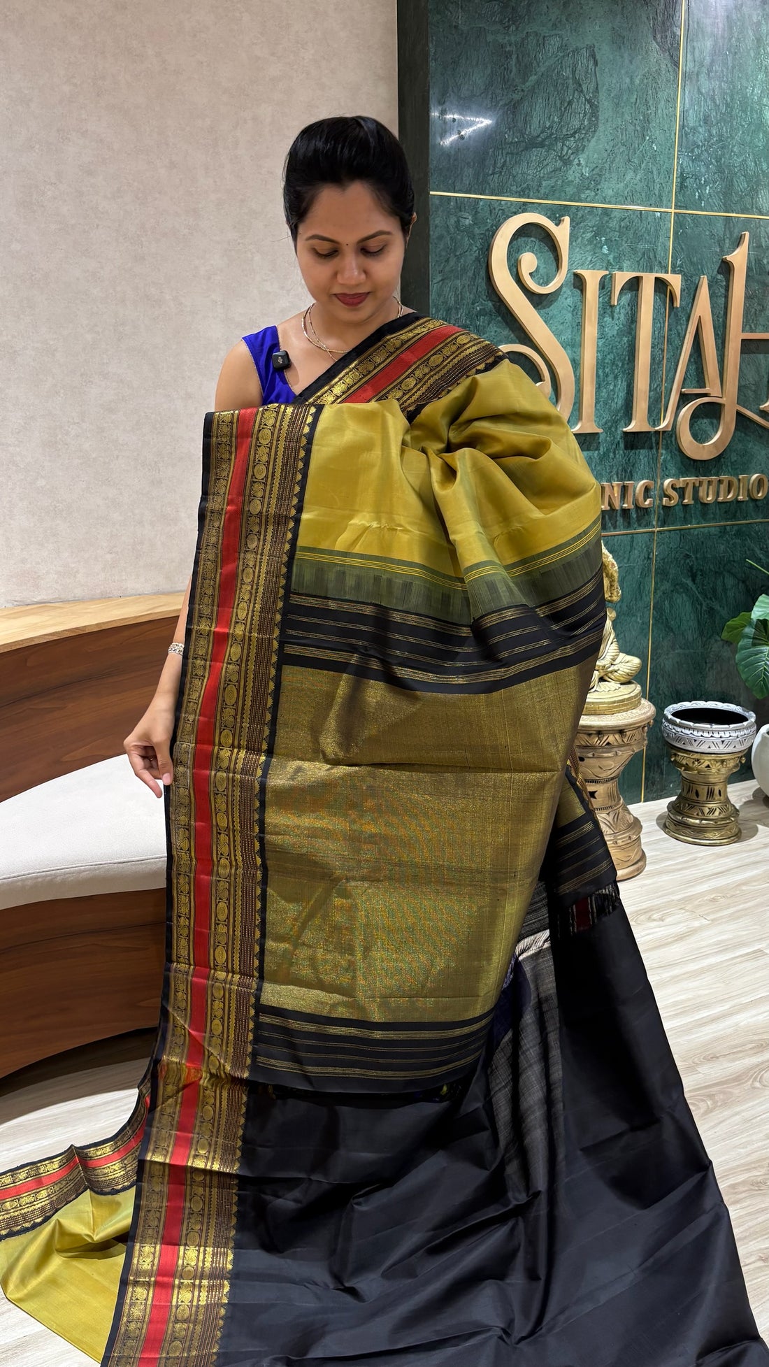 Handloom Kanchi pattu light mehendi green