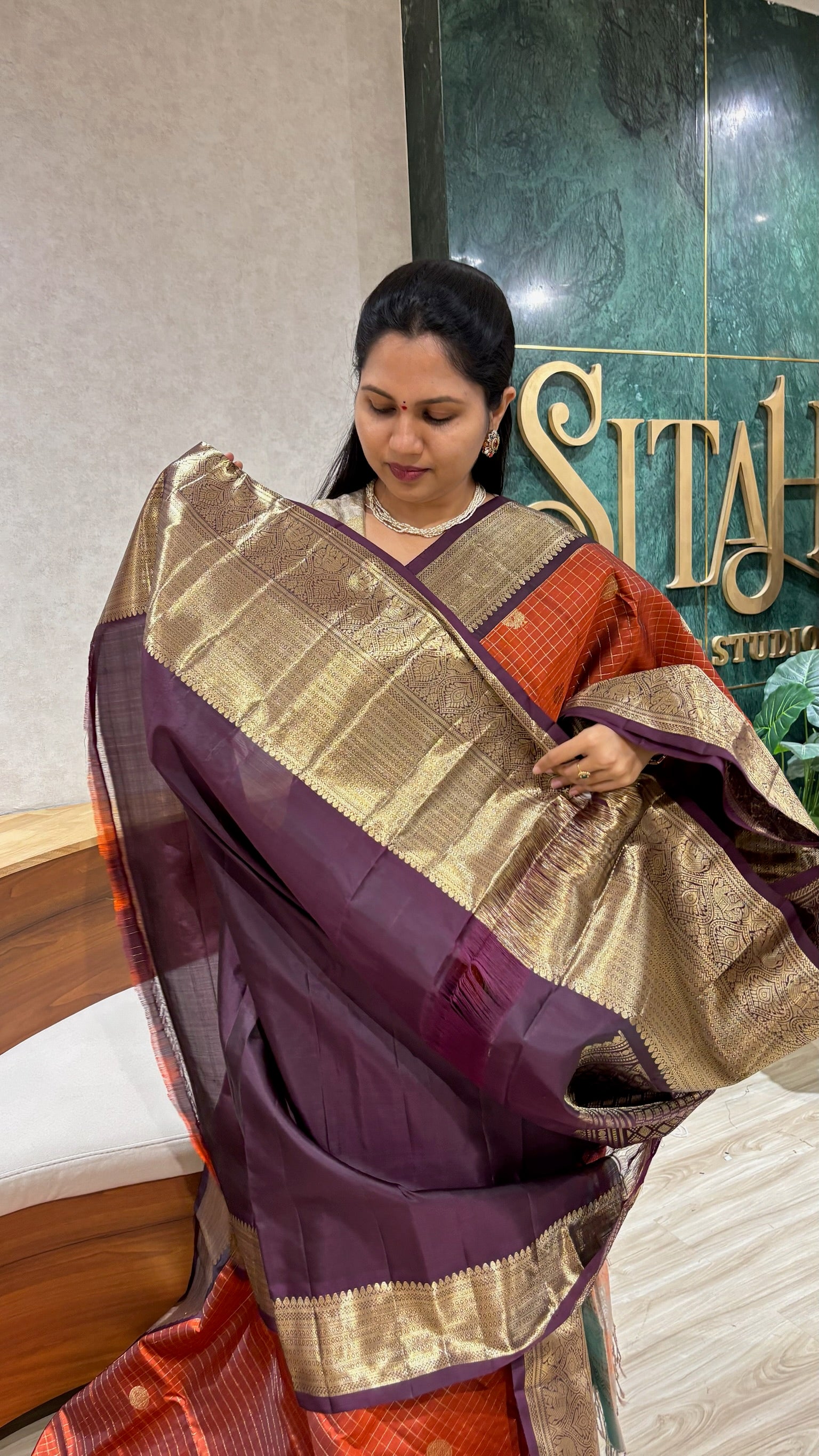 Handloom Kanchi pattu rust