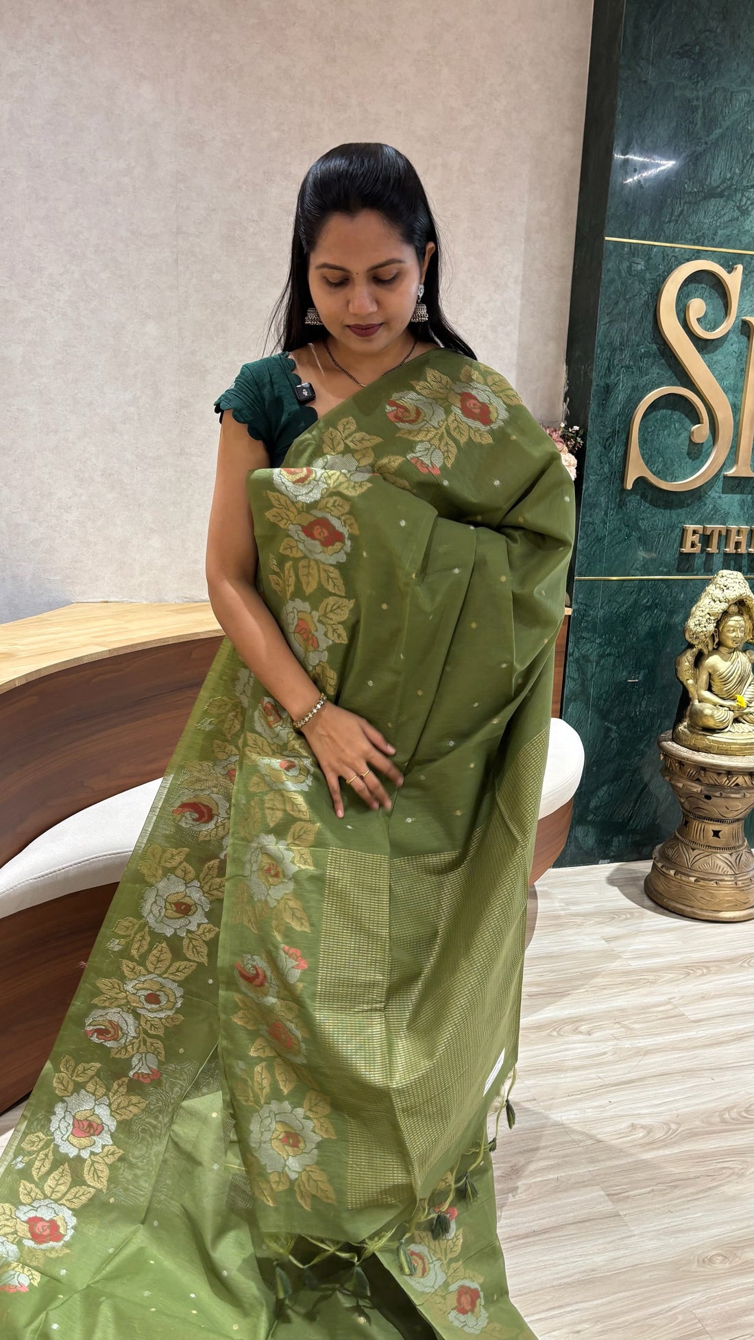 Madhuram linen green
