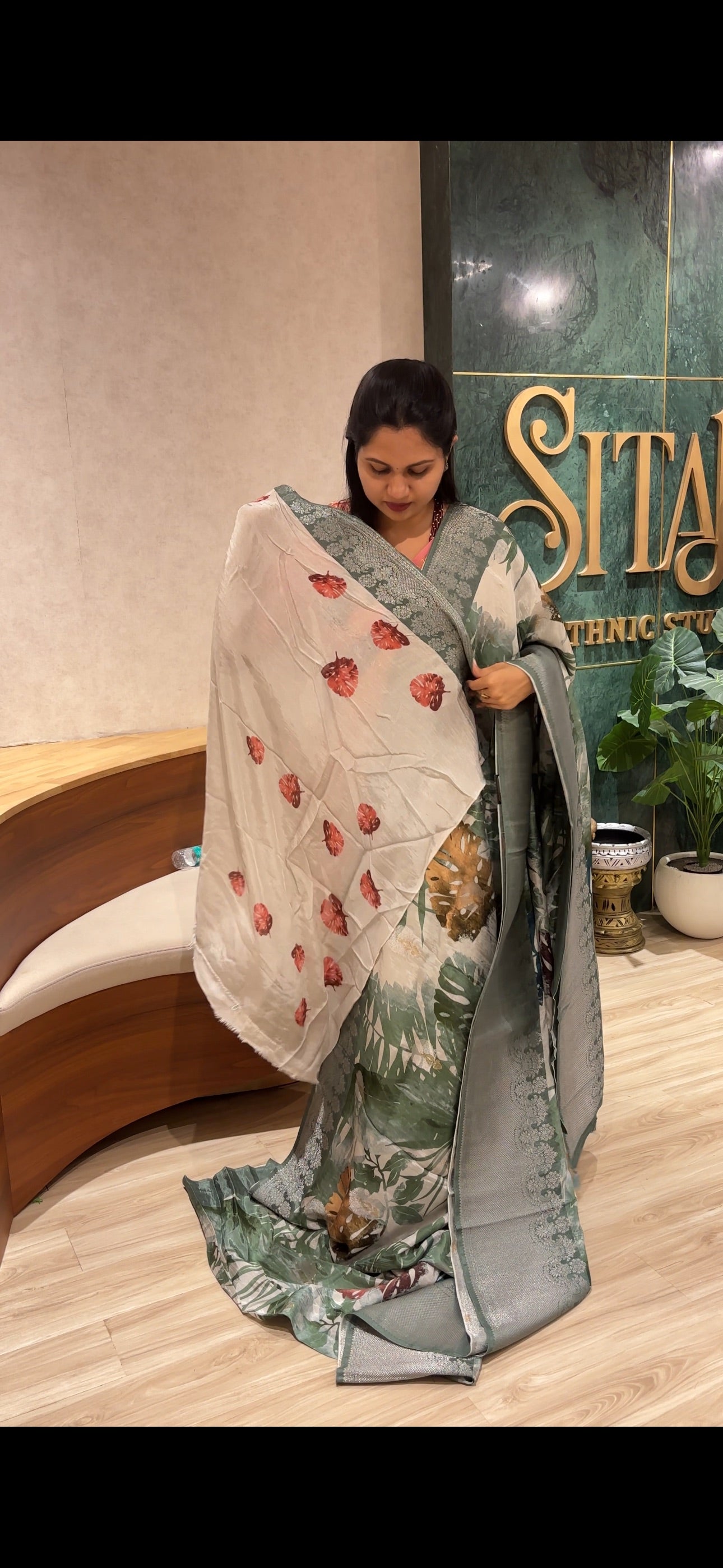 Mashru georgette green