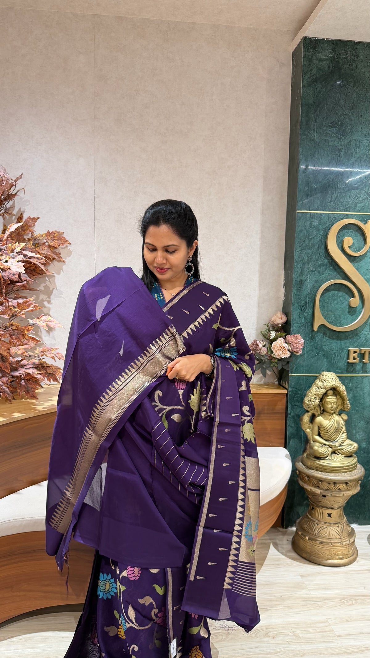 Kosa silk jhamdani purple
