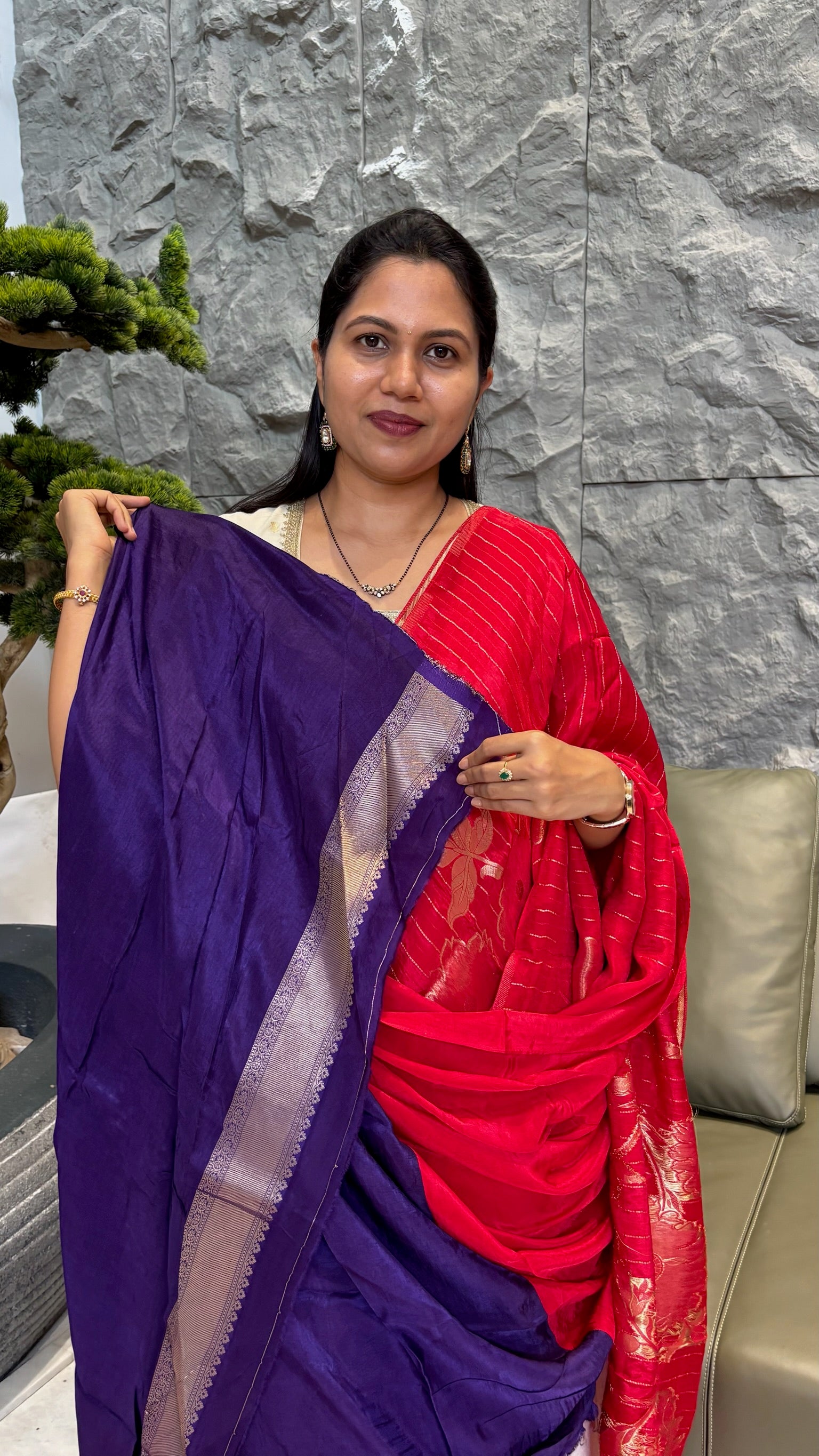 Designer crepe sarees red