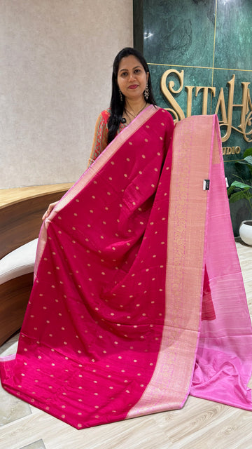 Raw silk saree pink
