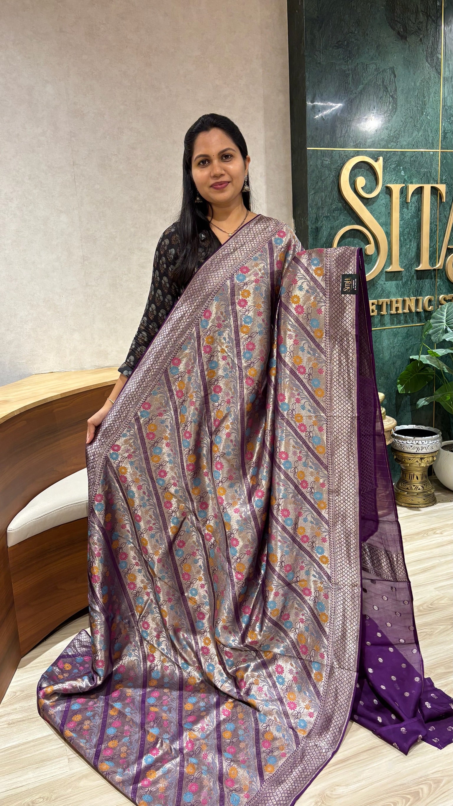 Banaras tissue georgette purple