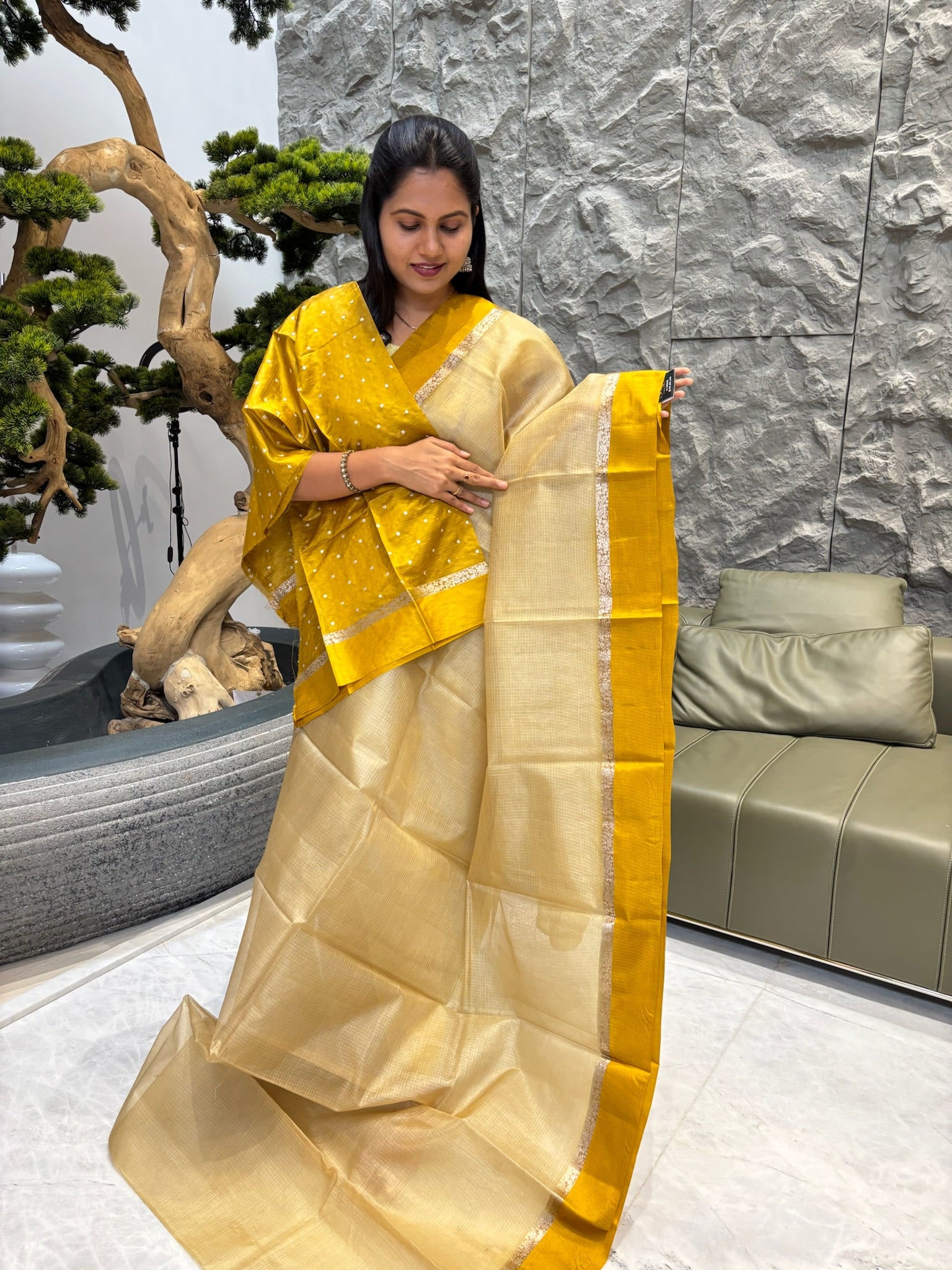 Tussar Kota with buttablouse