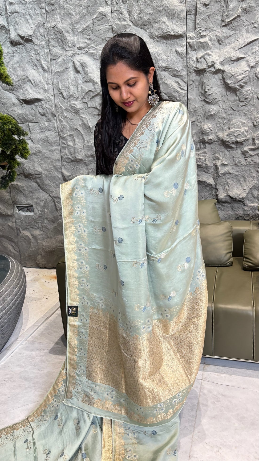Pure Mashru silk pista green