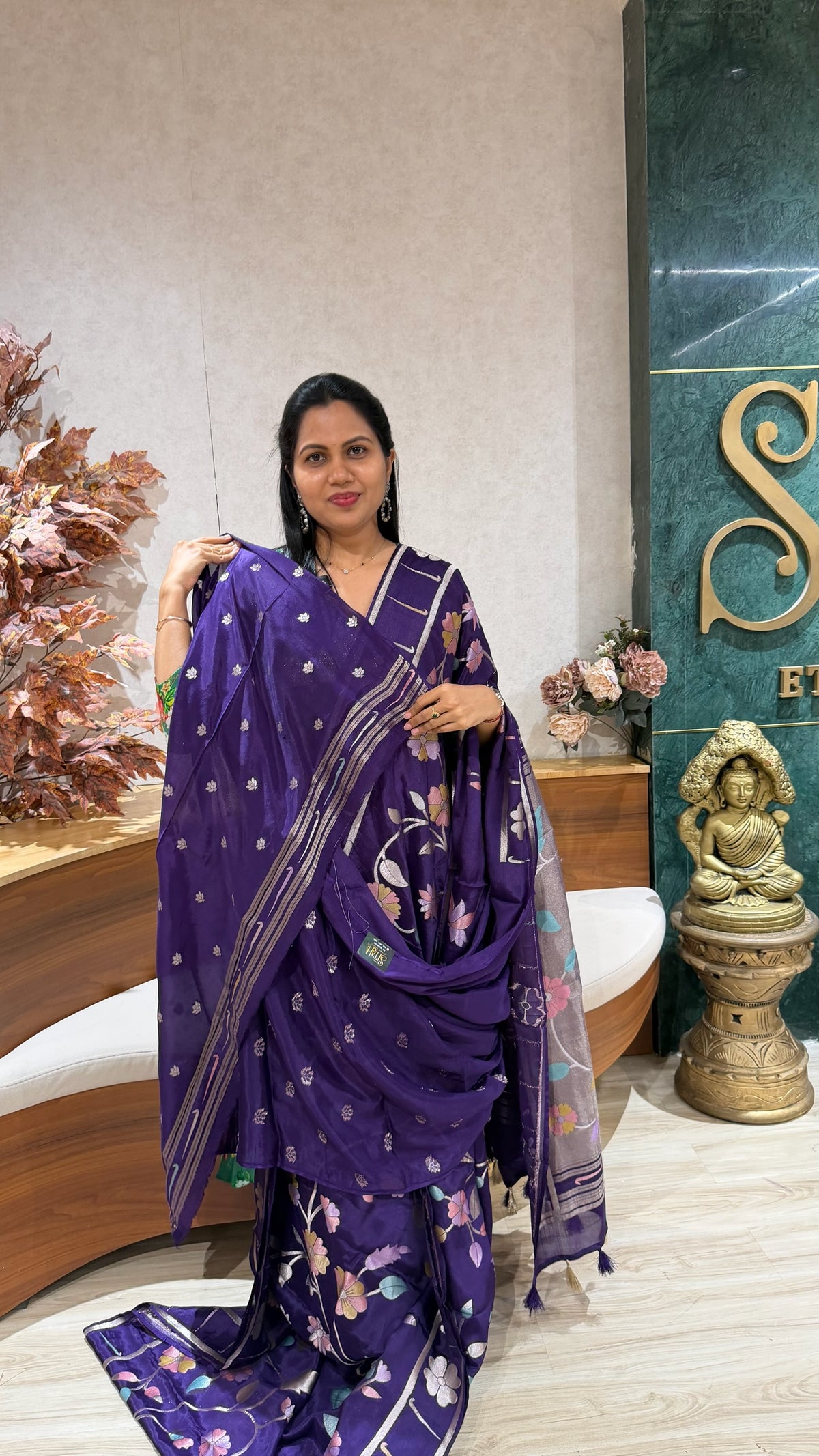 Pure georgette jhamdani purple