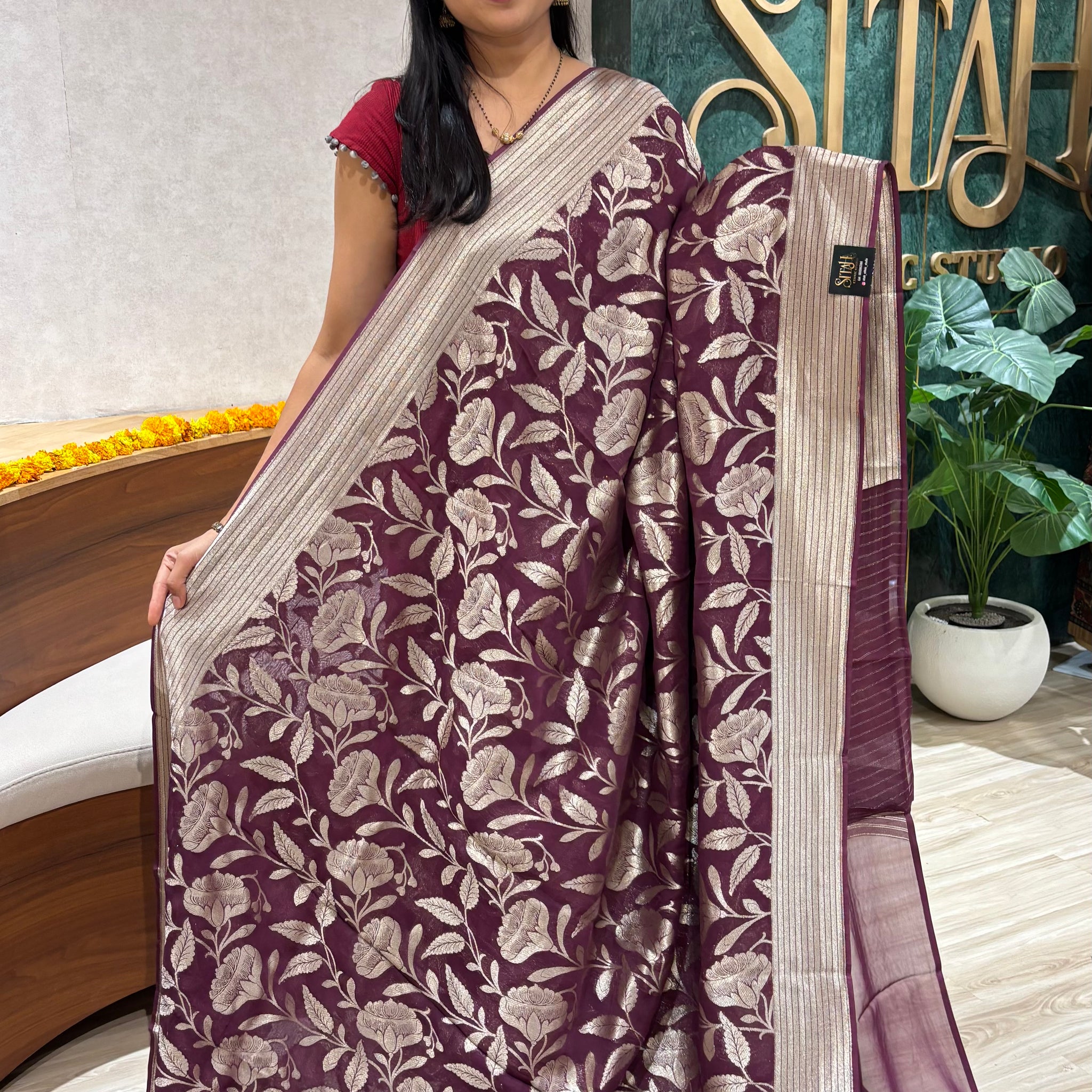 Georgette allover wine shade