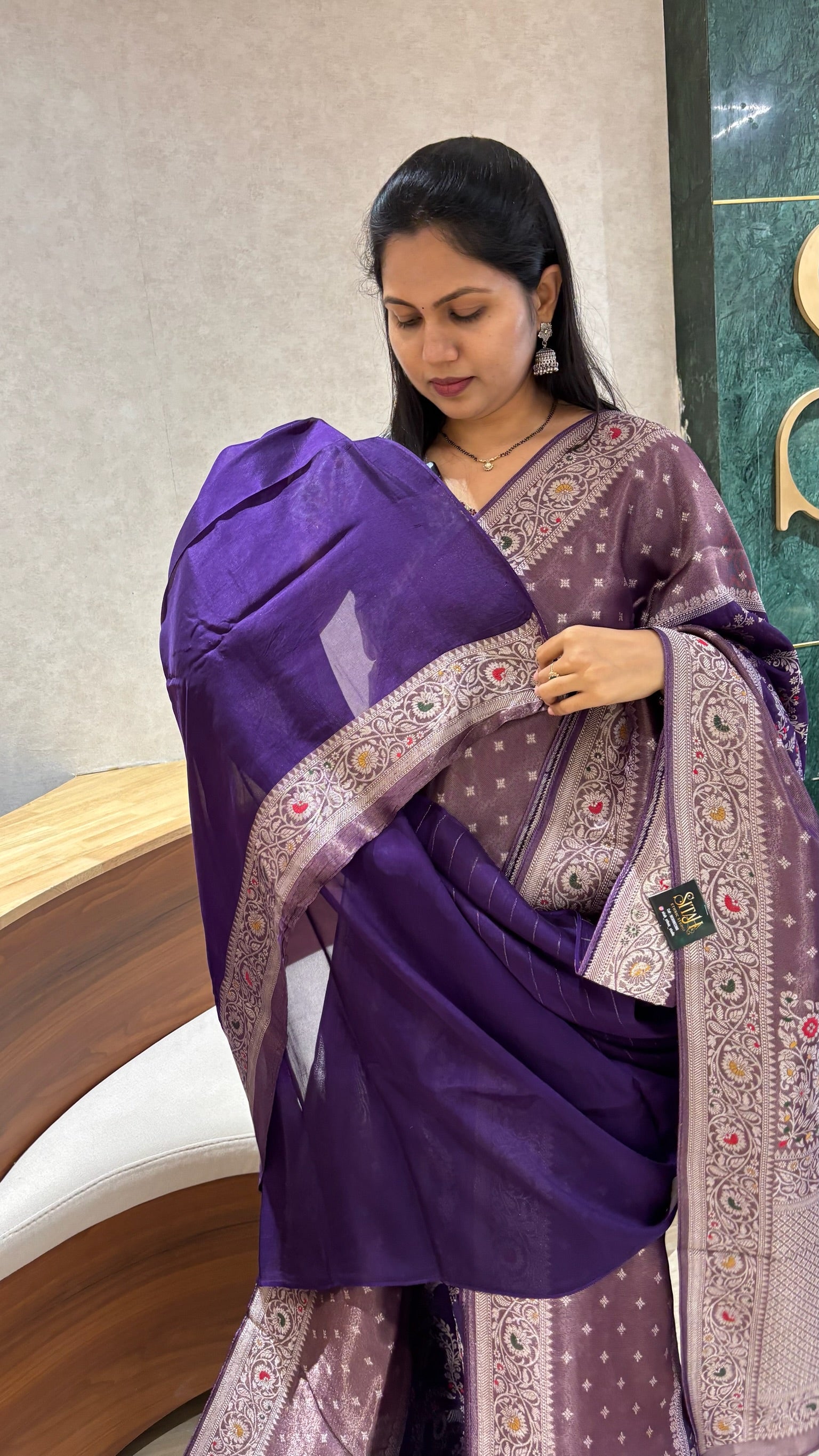 Tussar georgette purple