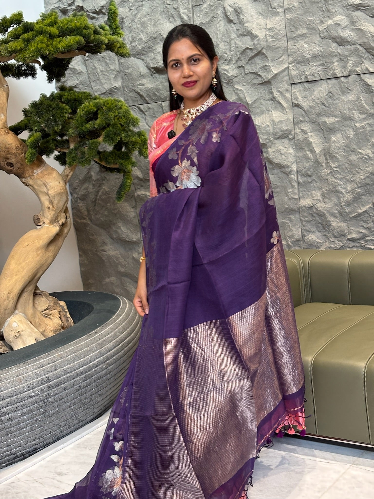 Dark purple Muslin jhamdani