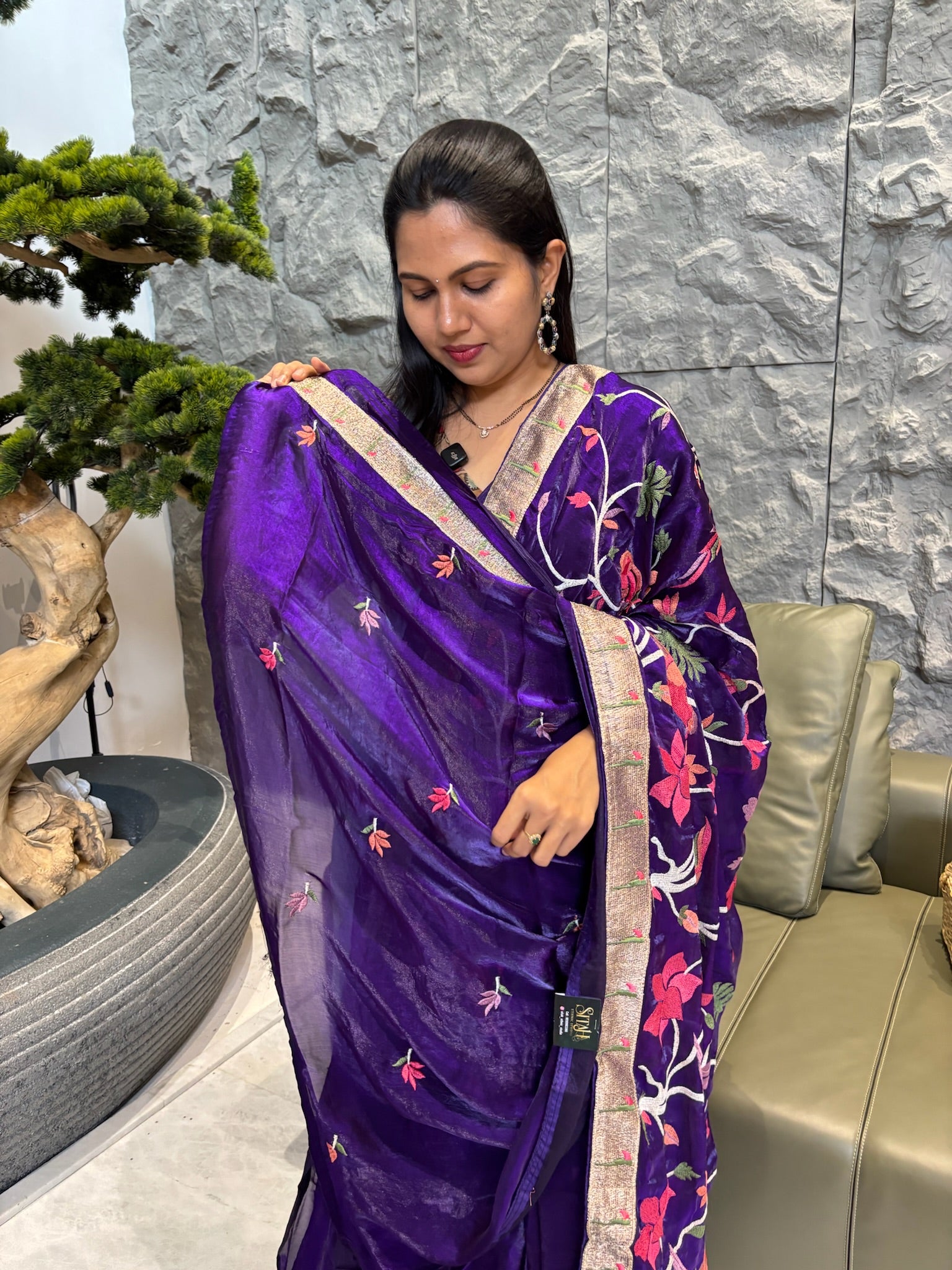 Satin organza purple