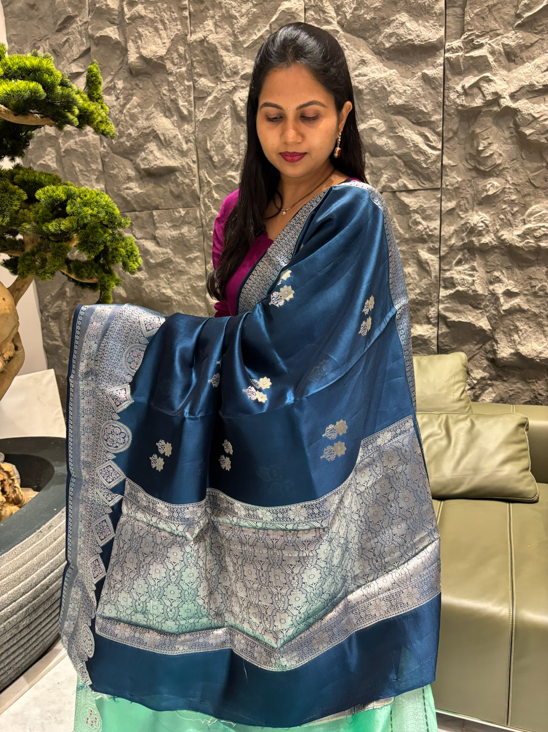 Mango pattu peacock blue