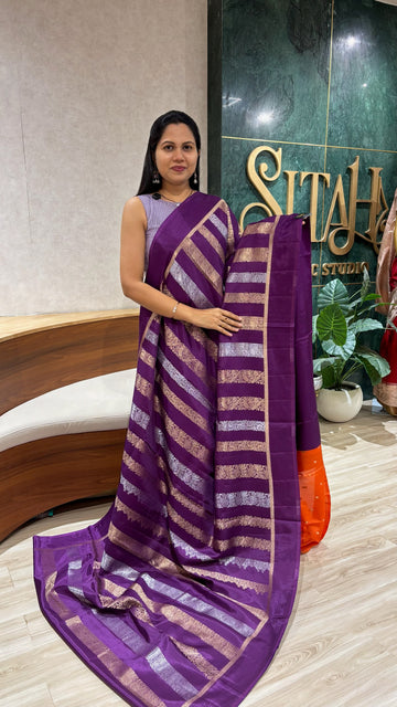 Banaras dola silk saree purple