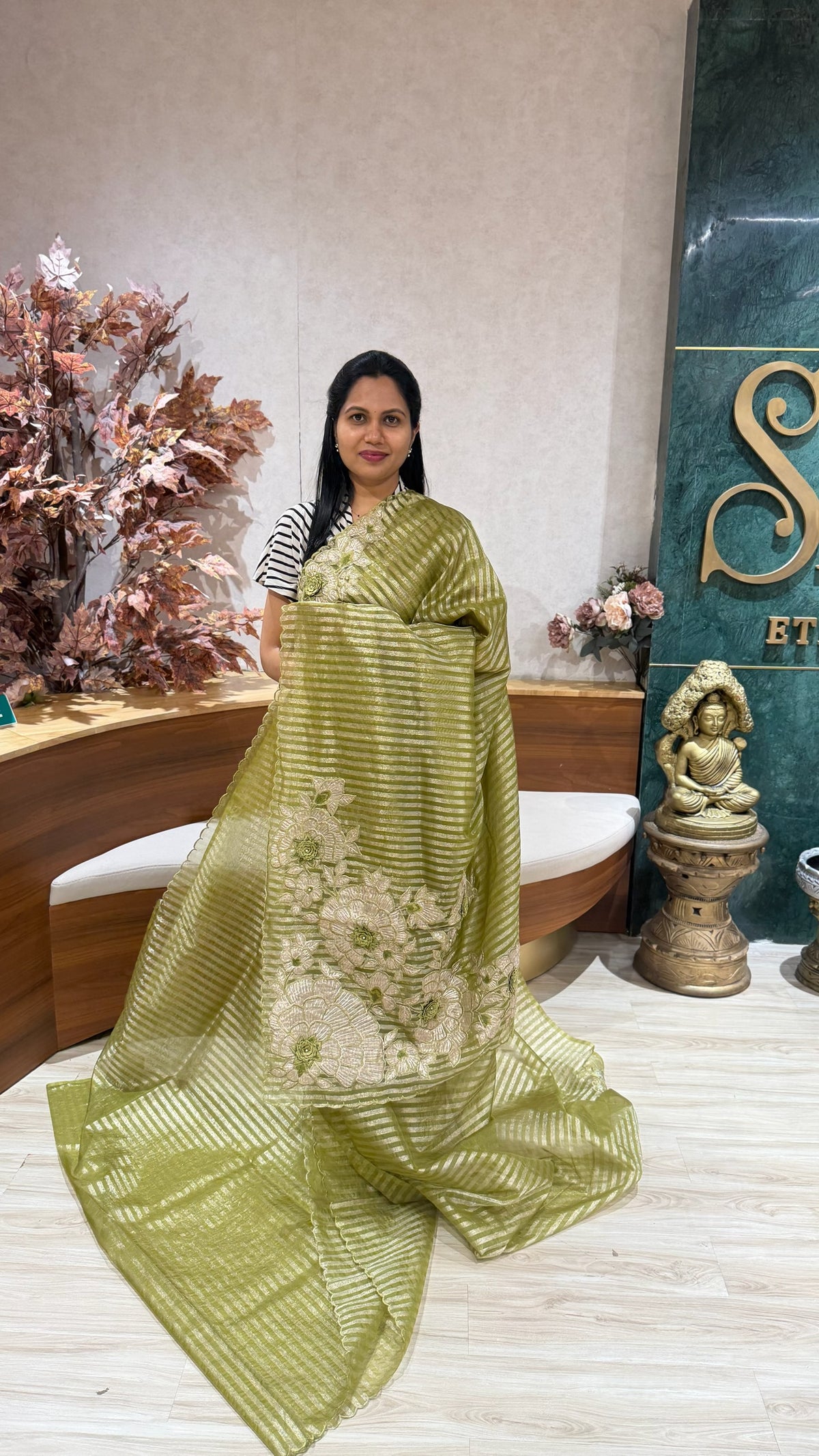 Tissue kora embroidery
