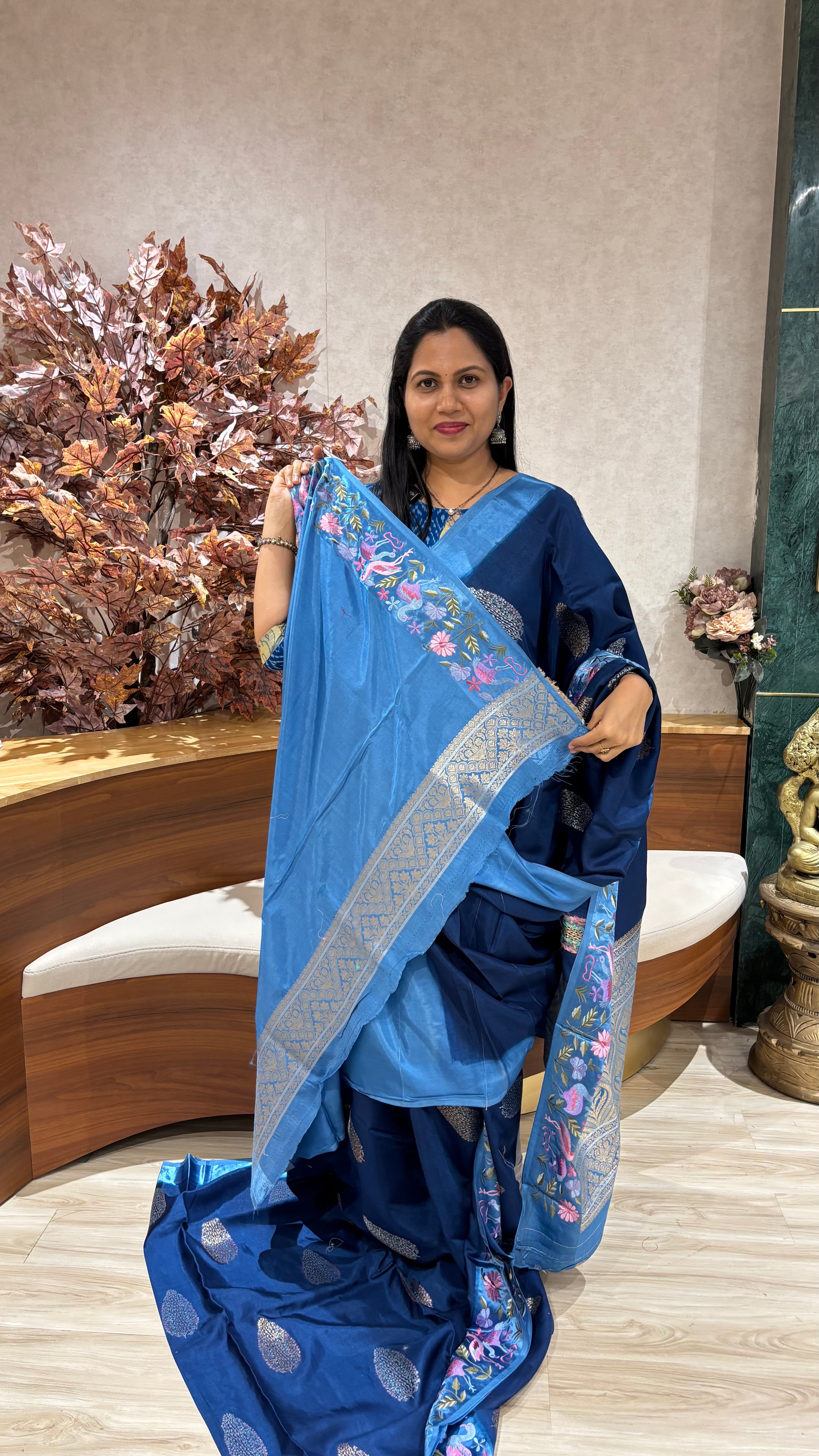 Russian silk mashru work borders