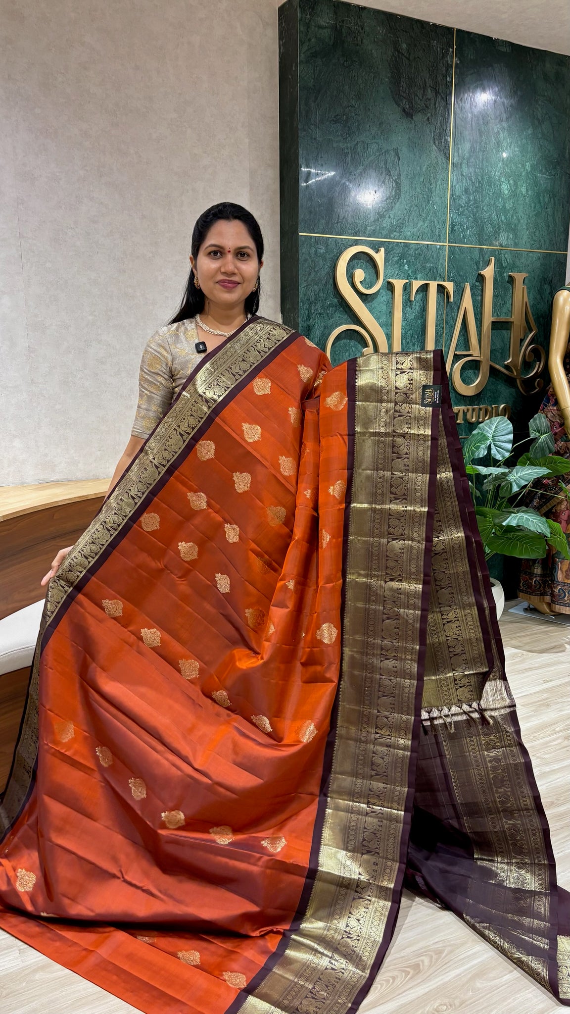 Handloom Kanchi pattu rust