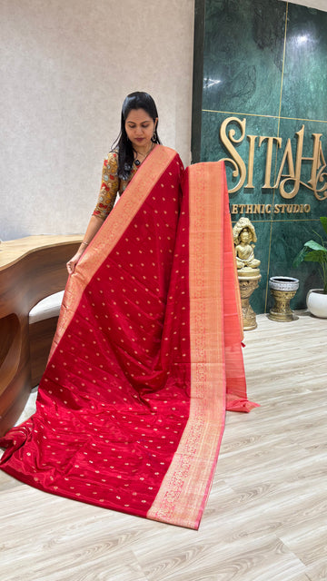 Raw silk sarees red
