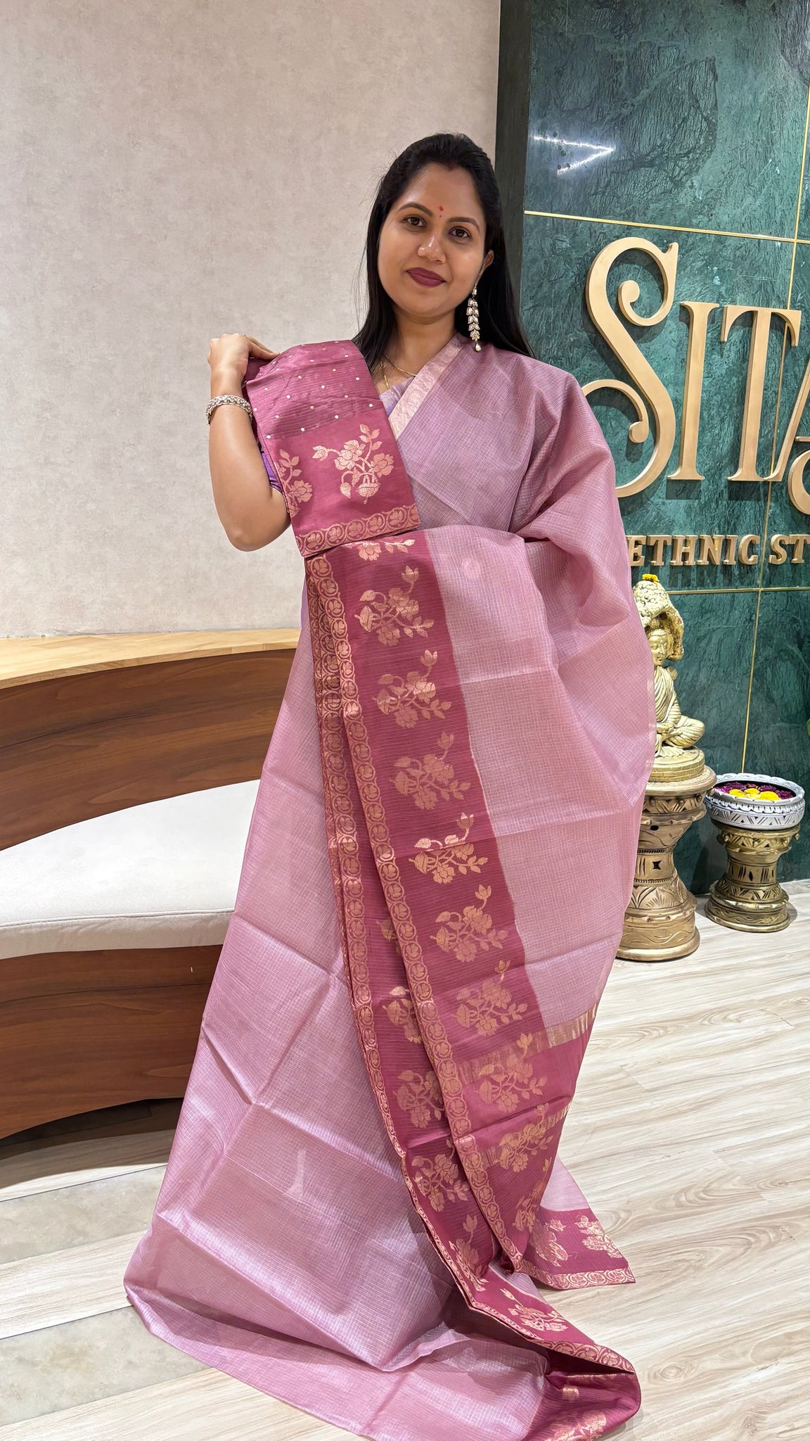 Tussar kota onion pink