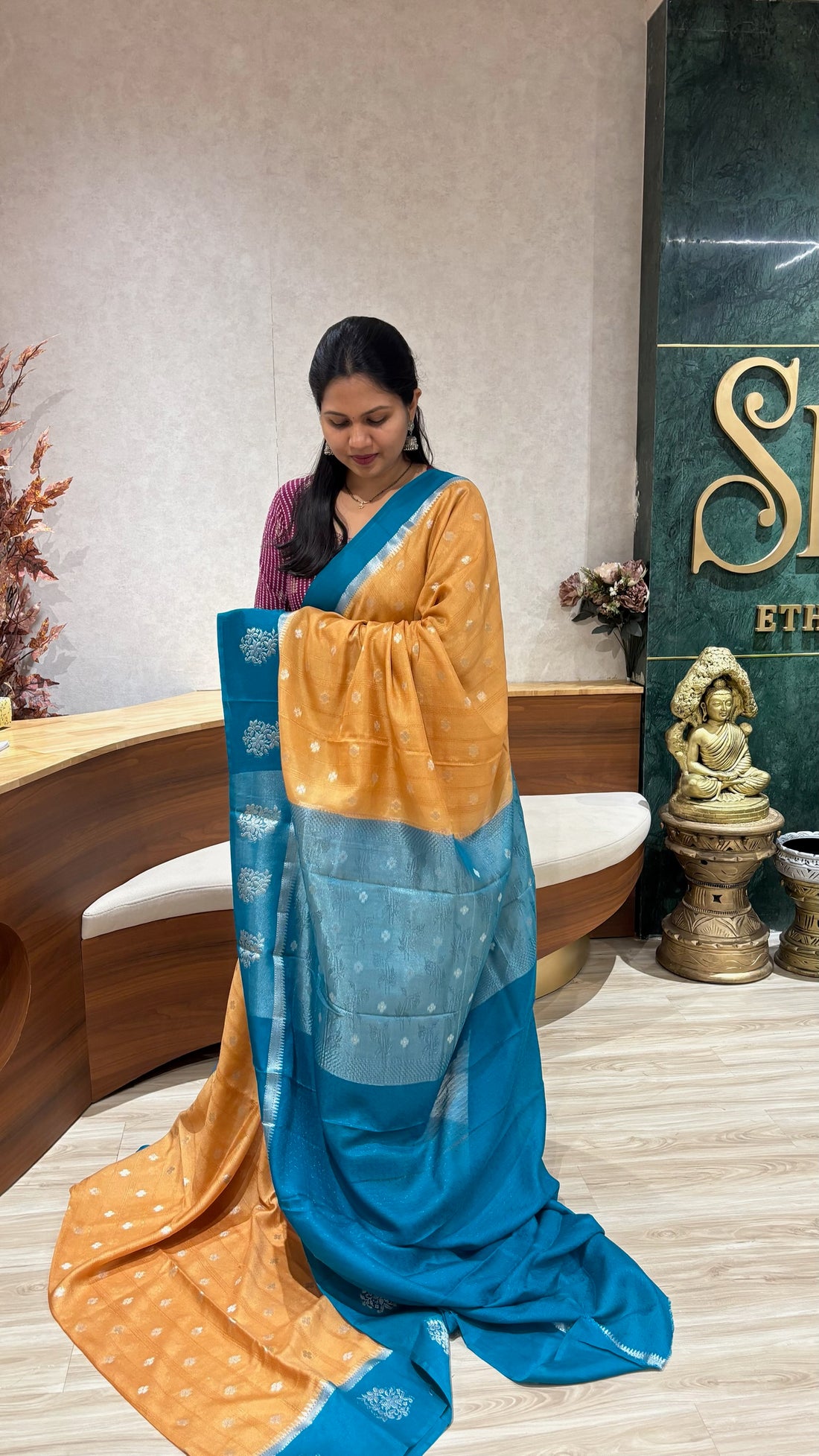 Raw silk banaras cream