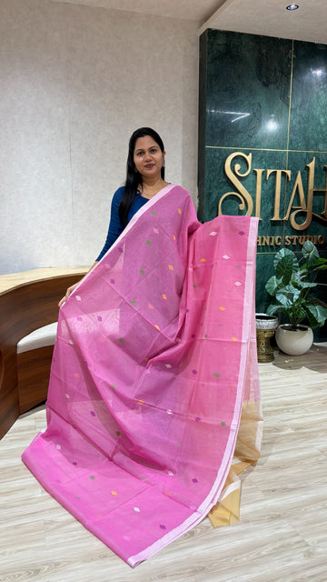 Jhamdani saree pink