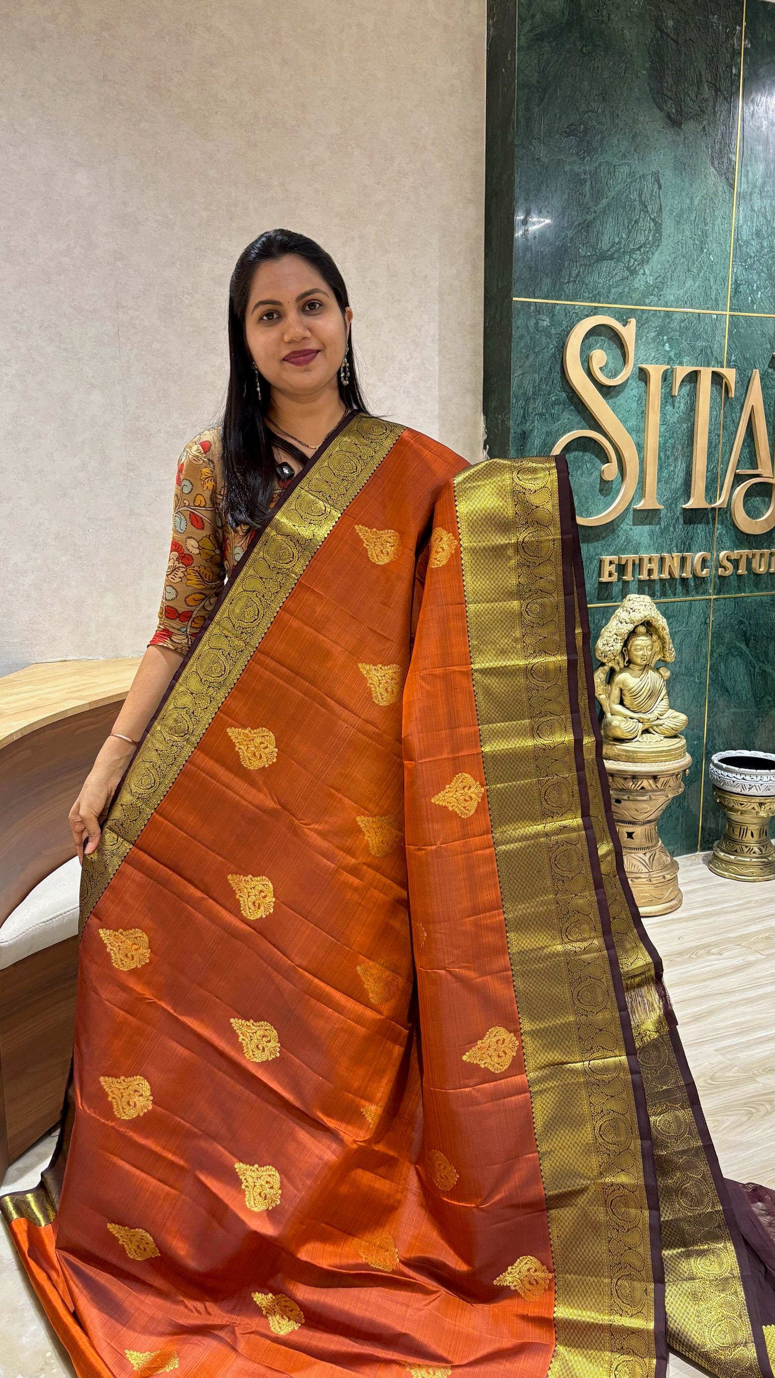 Handloom kanchi rust