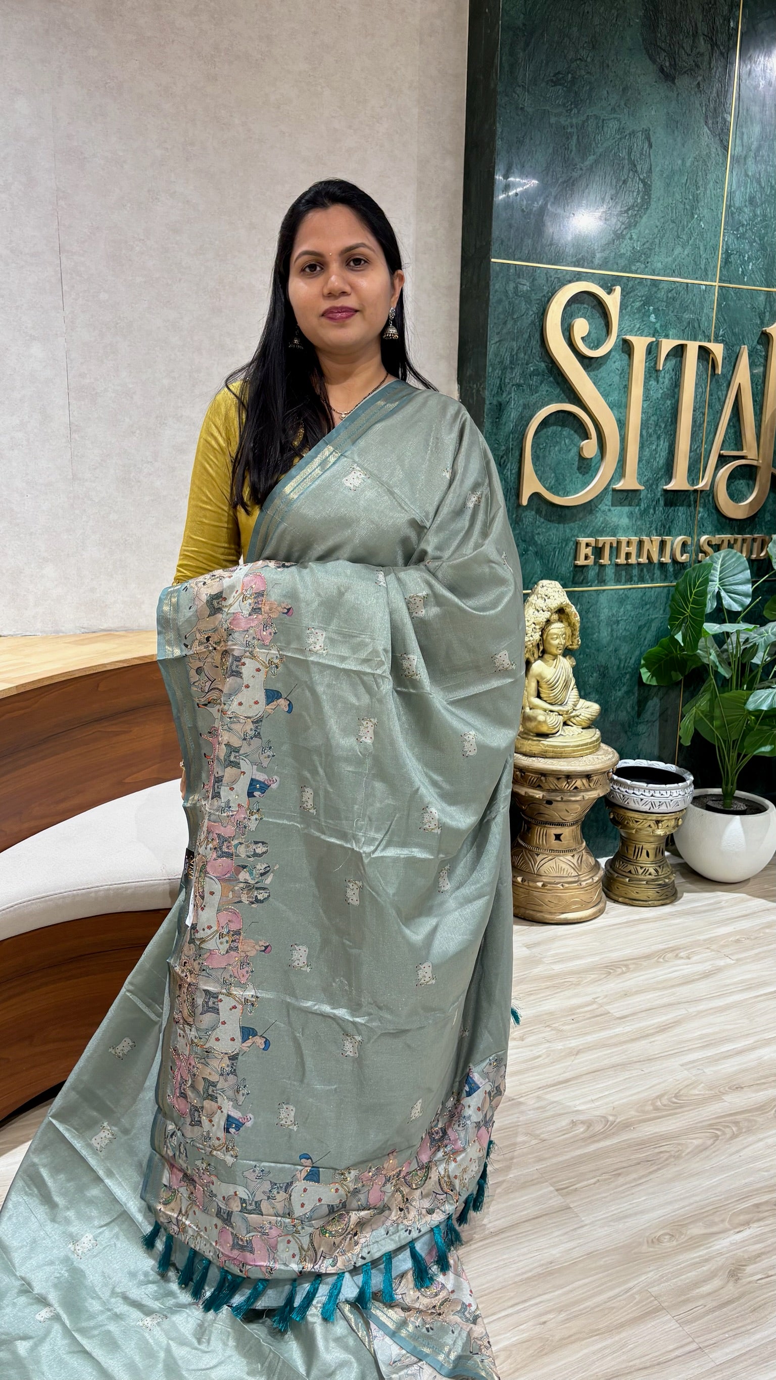 Tussar pitchwai blue