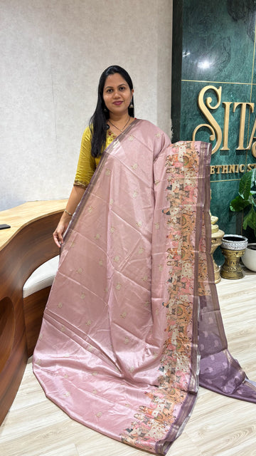 Tussar pitchwai baby pink