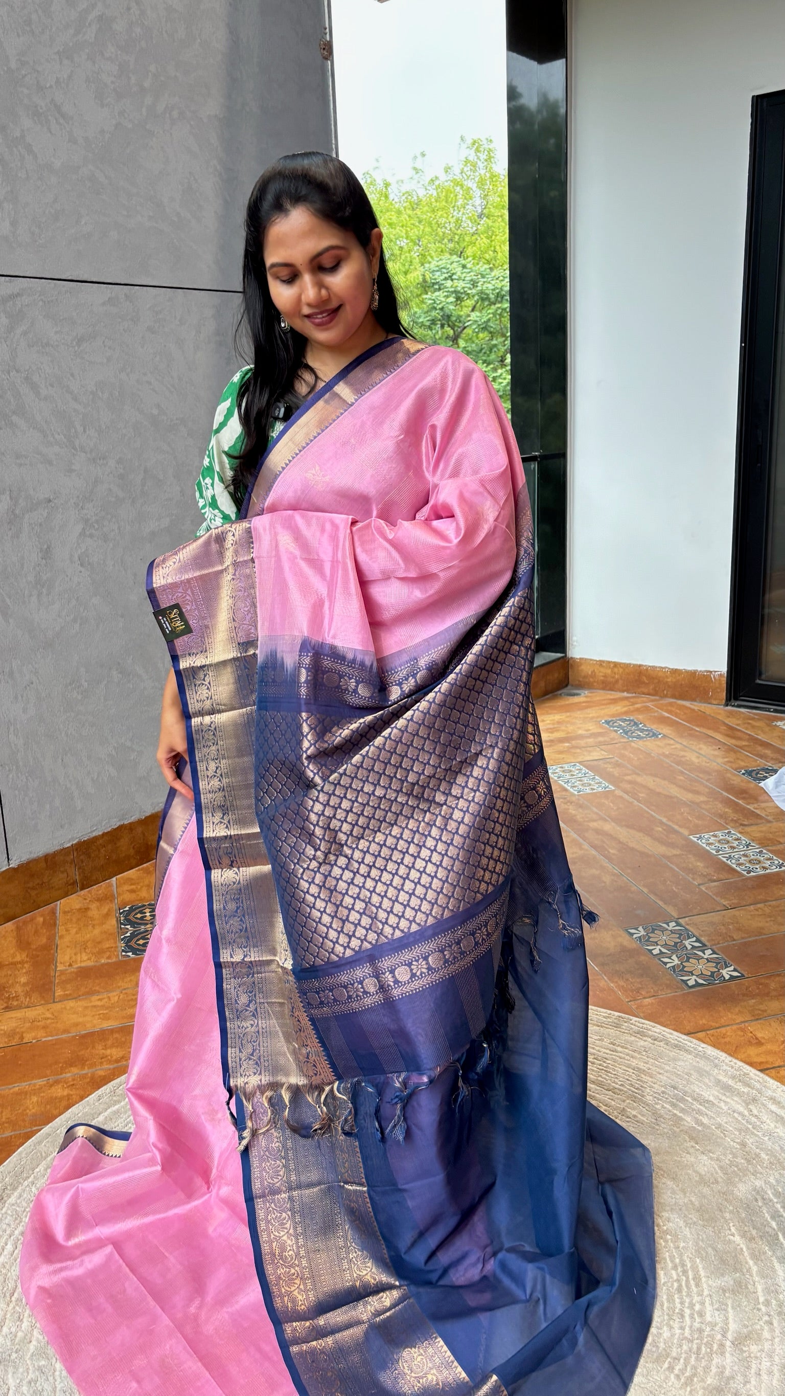 Mangalgiri pattu pink-blue
