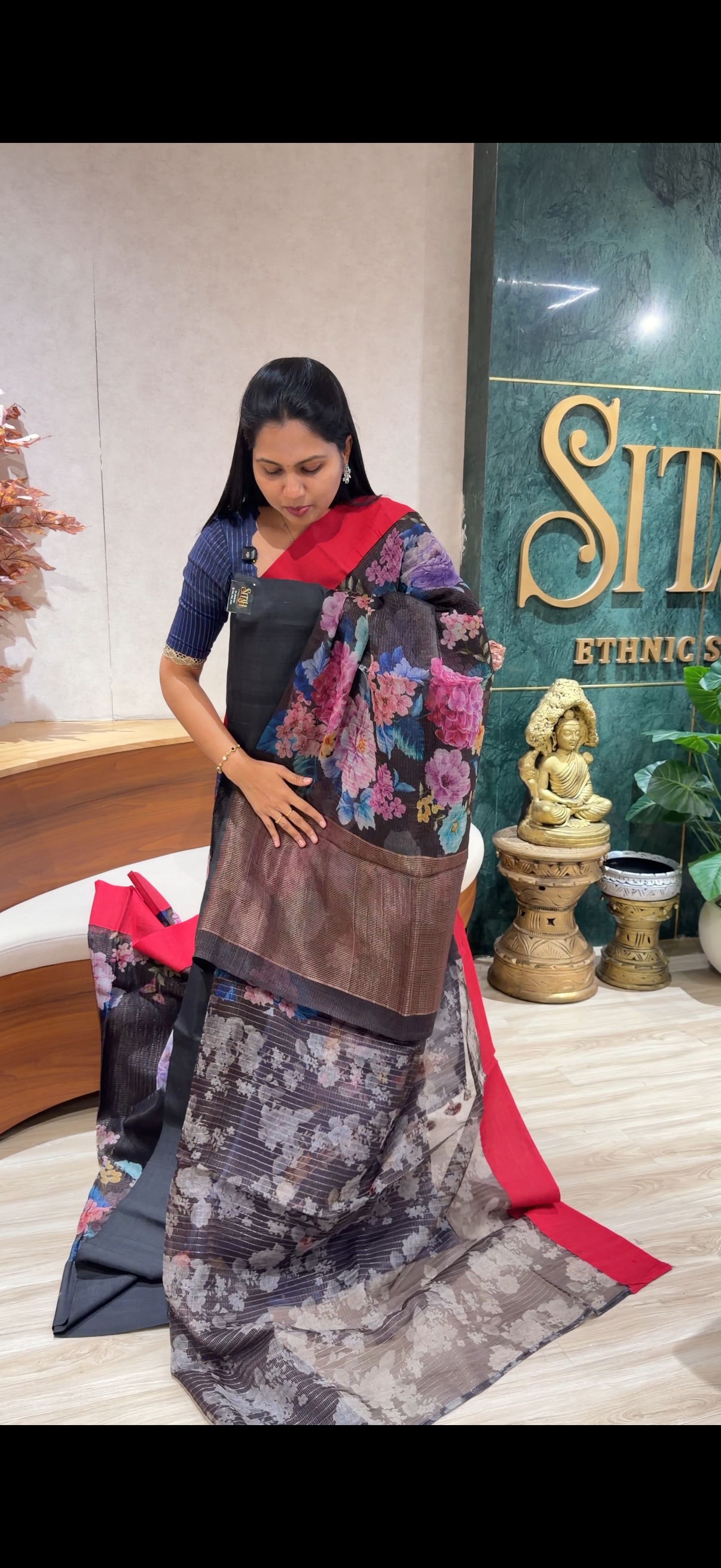 Muslin kora designer saree