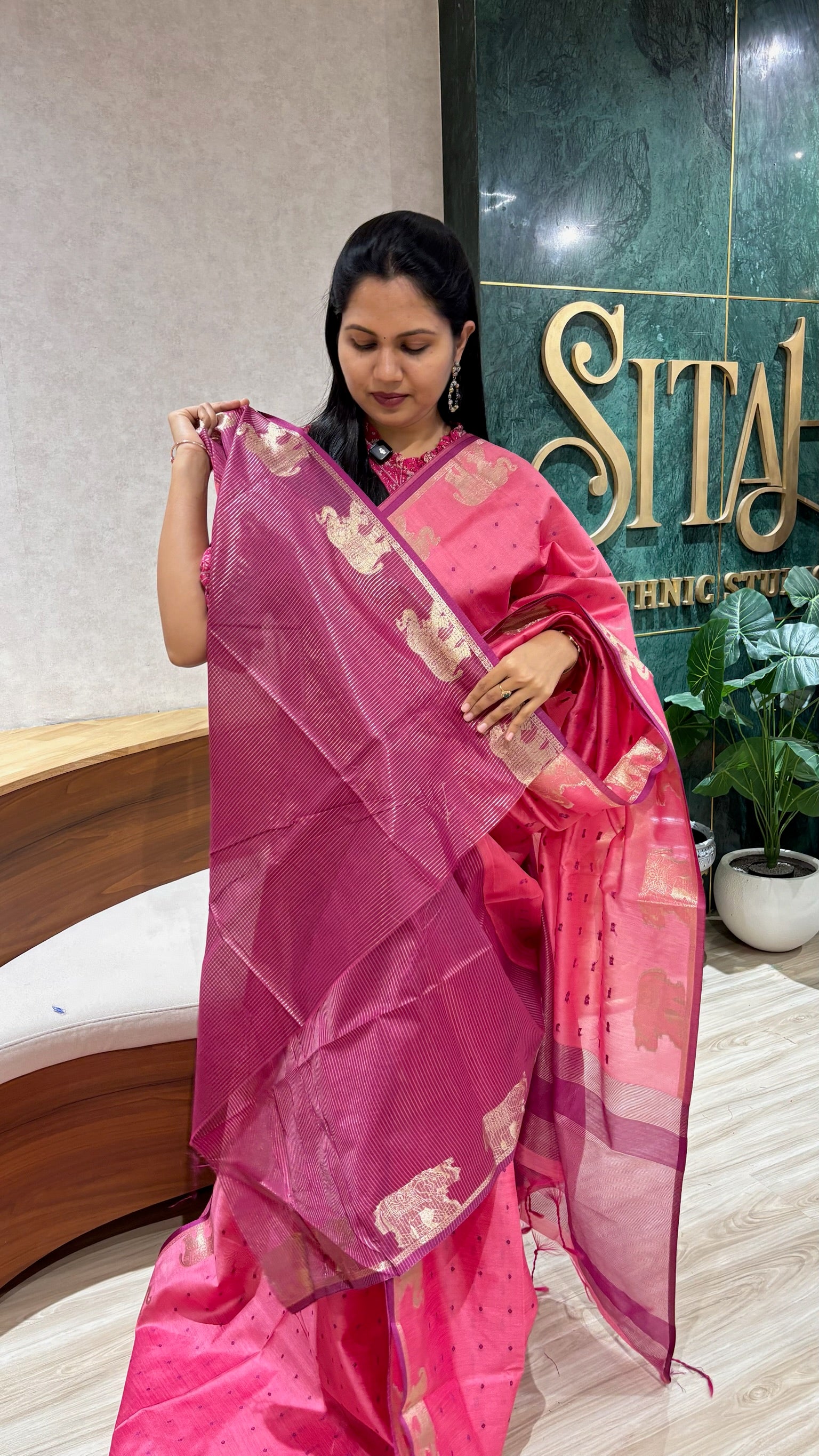 Tussar elephant pink