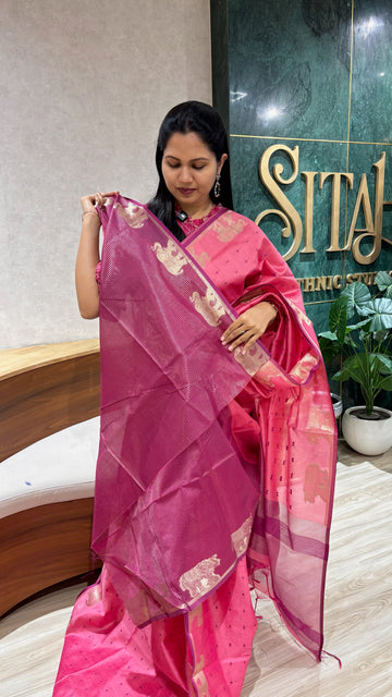 Tussar elephant pink