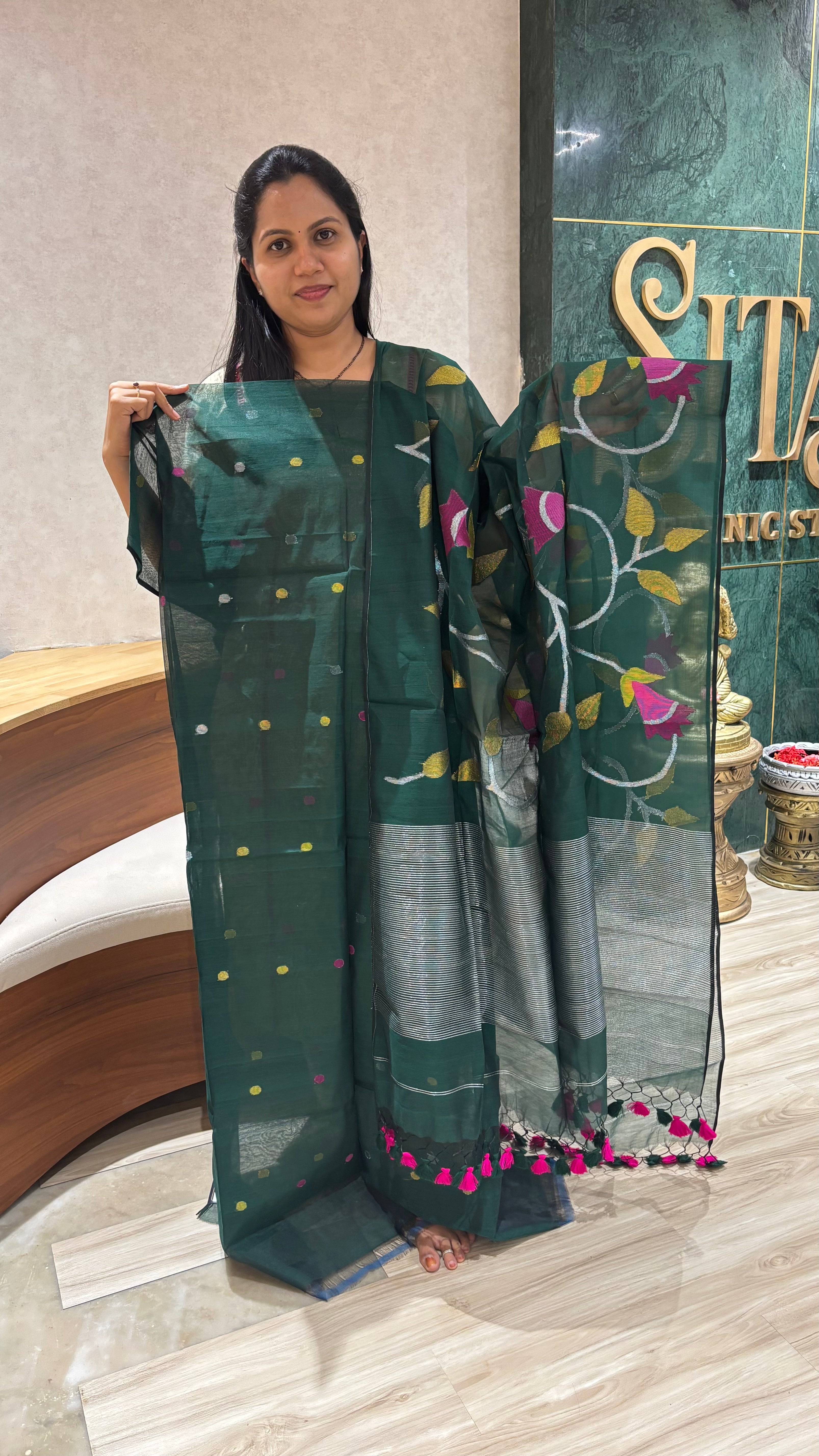 Jamdhani top duppata  green