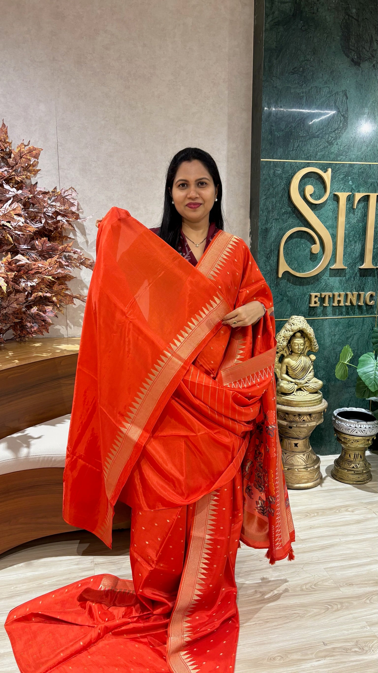 Mashru georgette orange