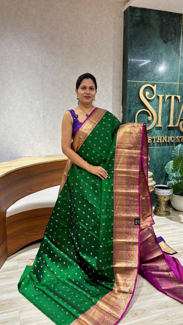 Handloom Kanchi pattu green