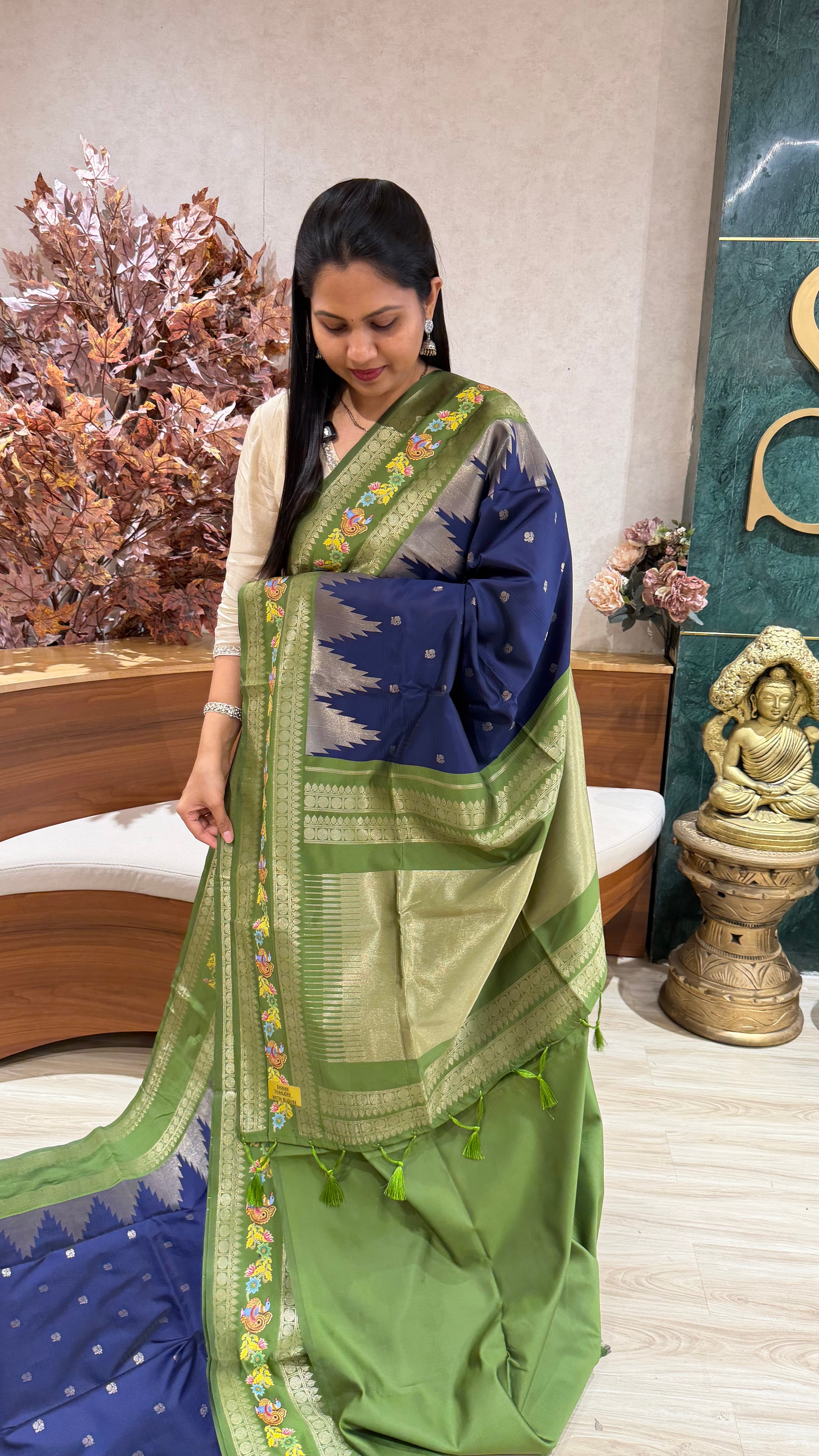 Fancy silk Tanjore print