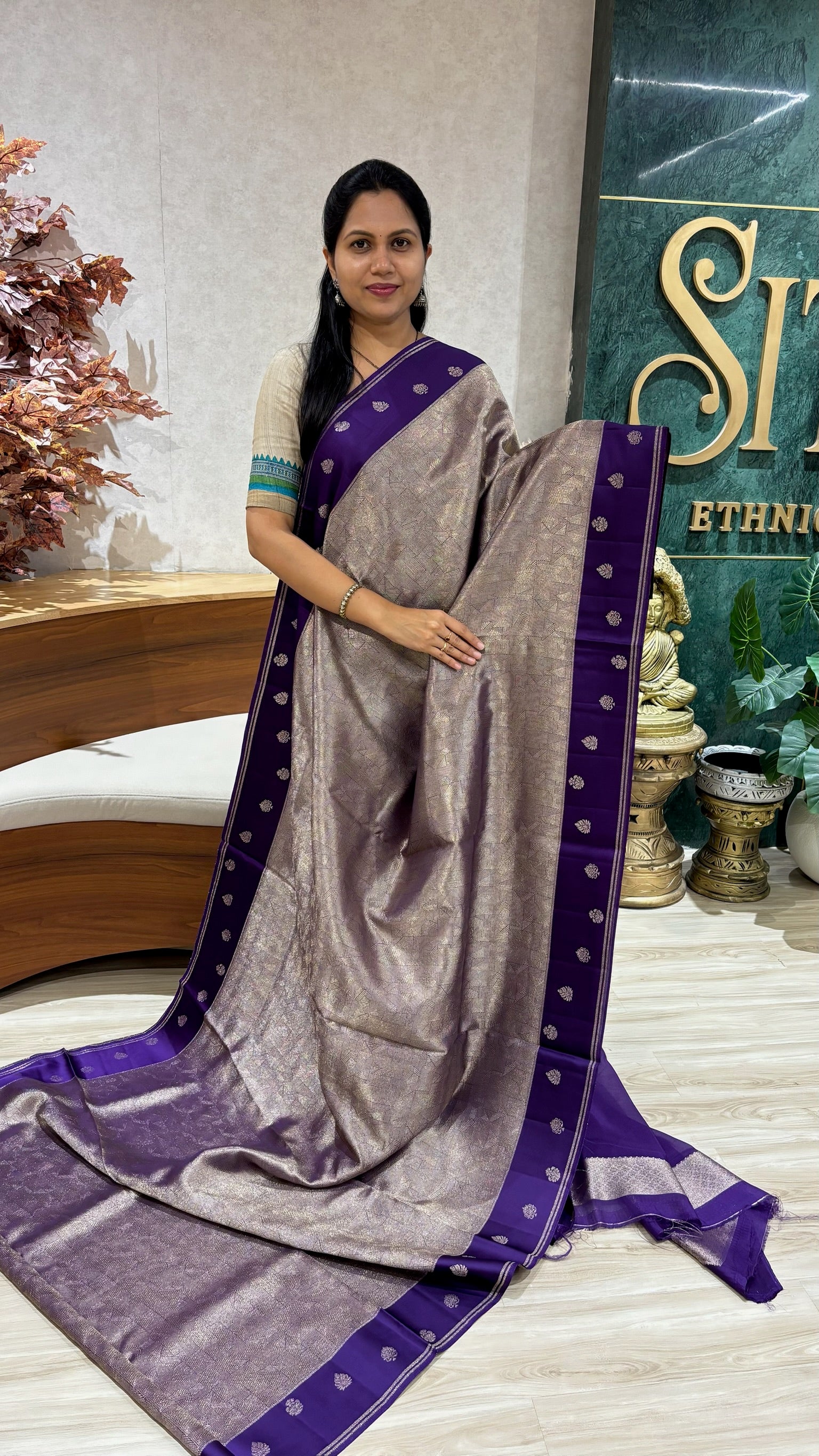 Mashru brocade purple