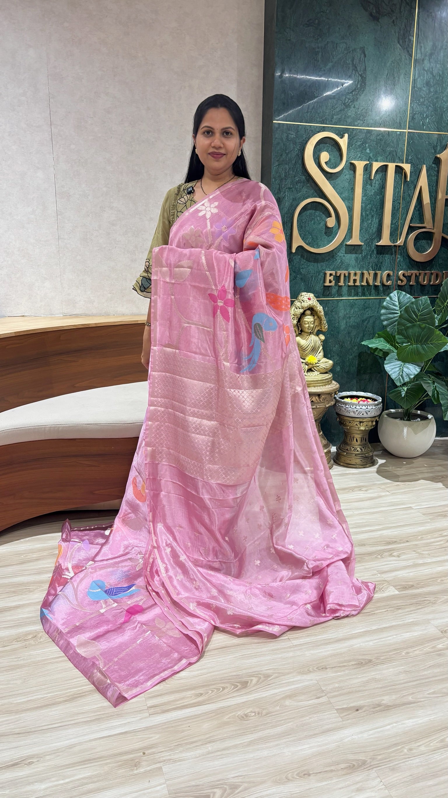 Paper silk allover baby pink