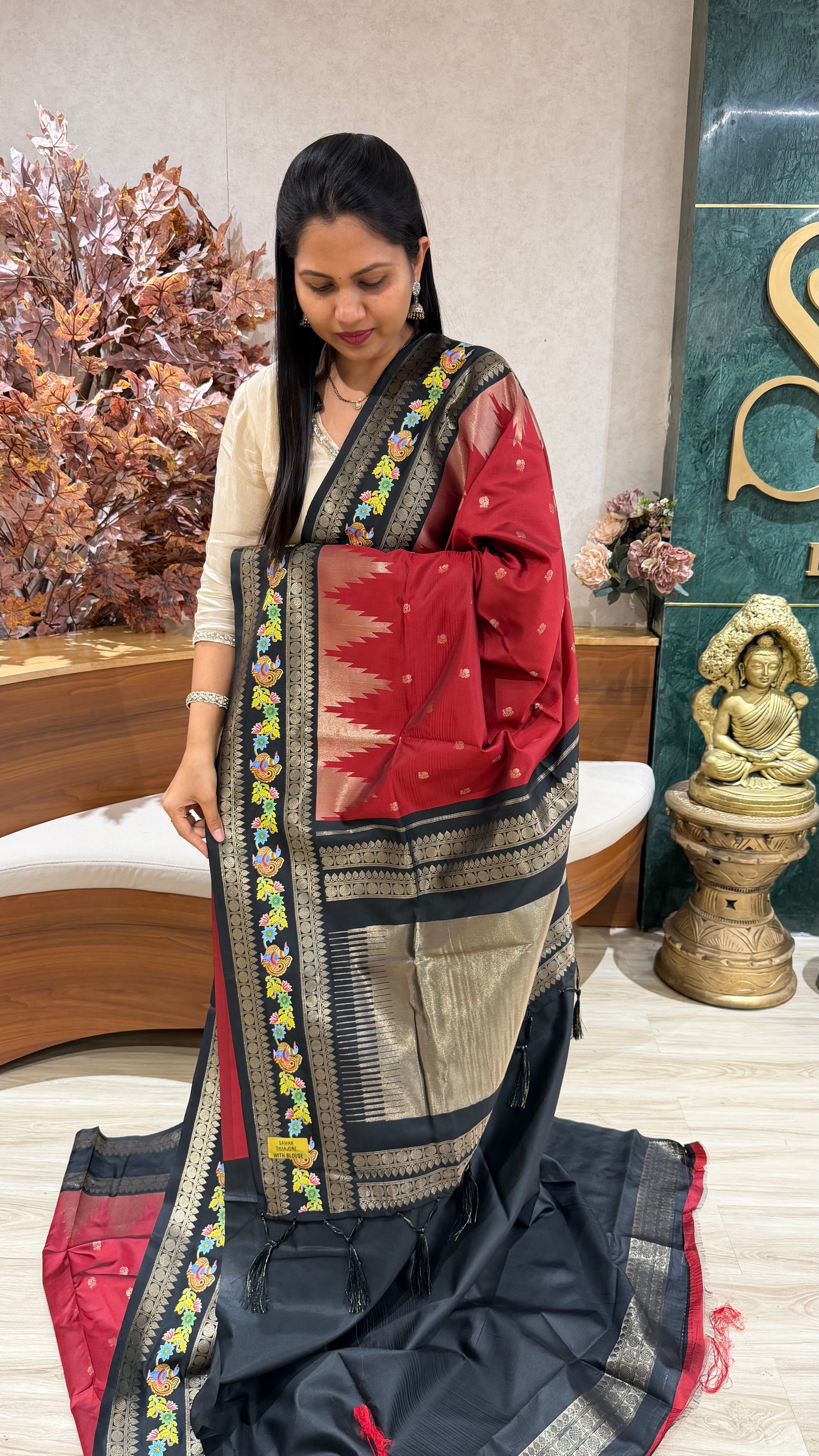 Fancy silk Tanjore print
