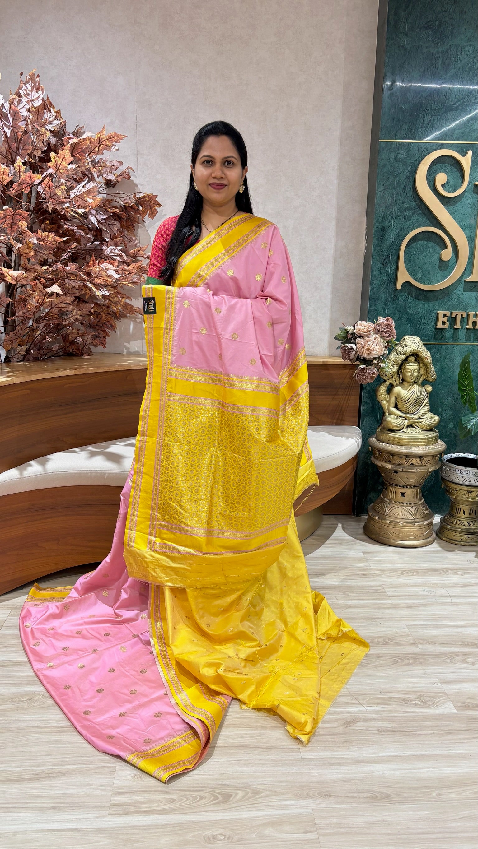Fancy silk pink-yellow. Ready to ship