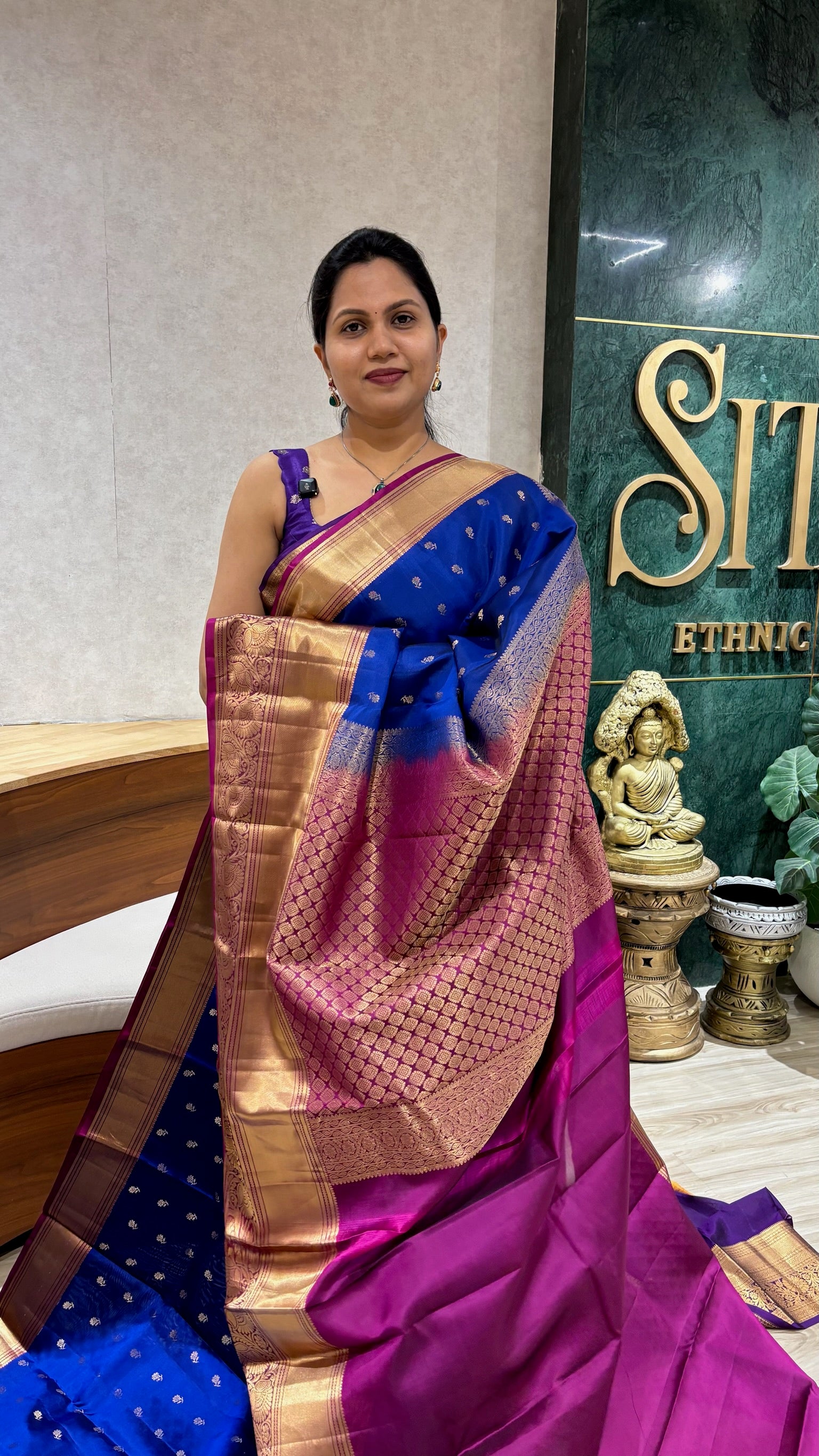 Handloom kanchi pattu gemini blue