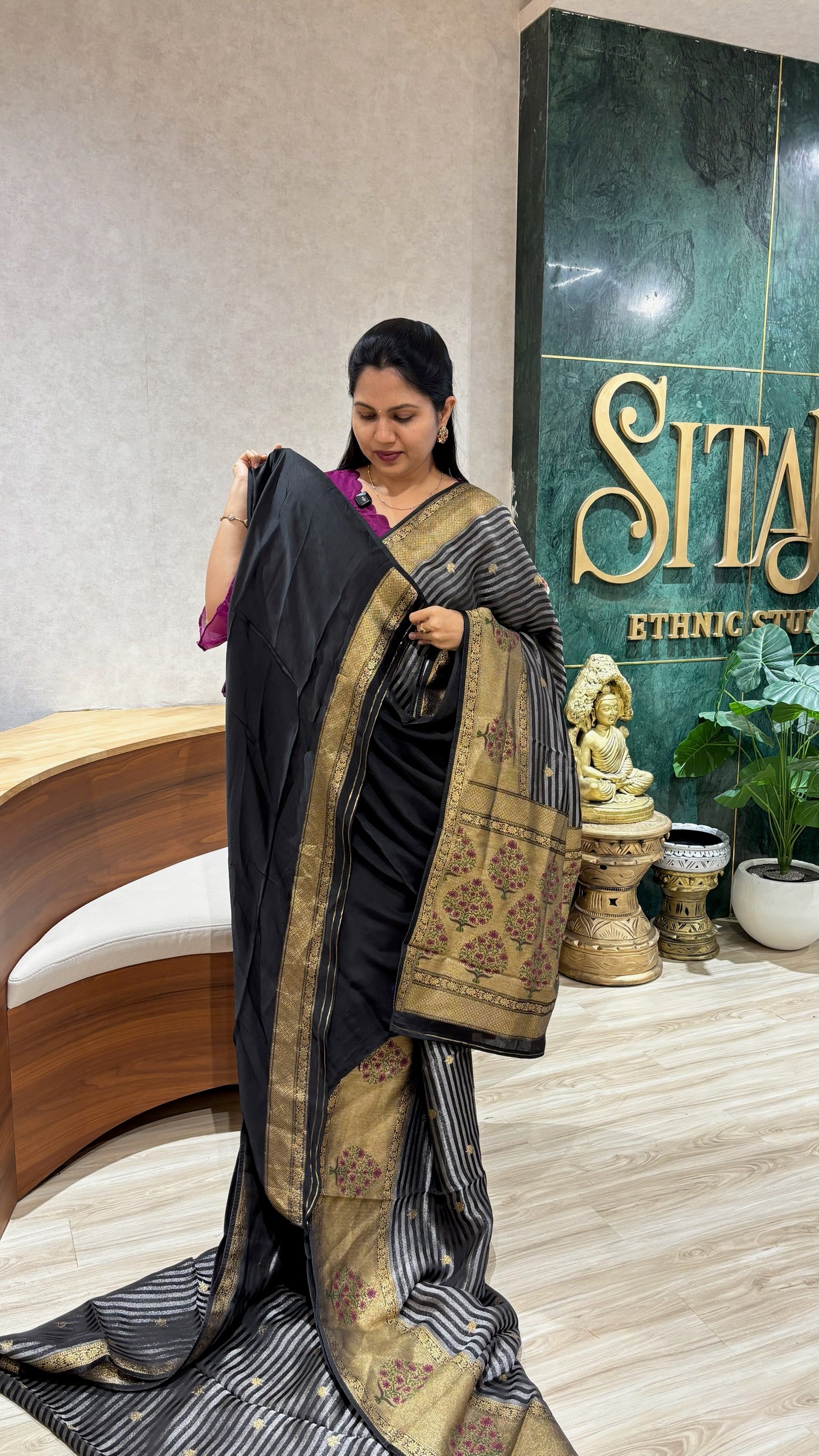 Mashru georgette black