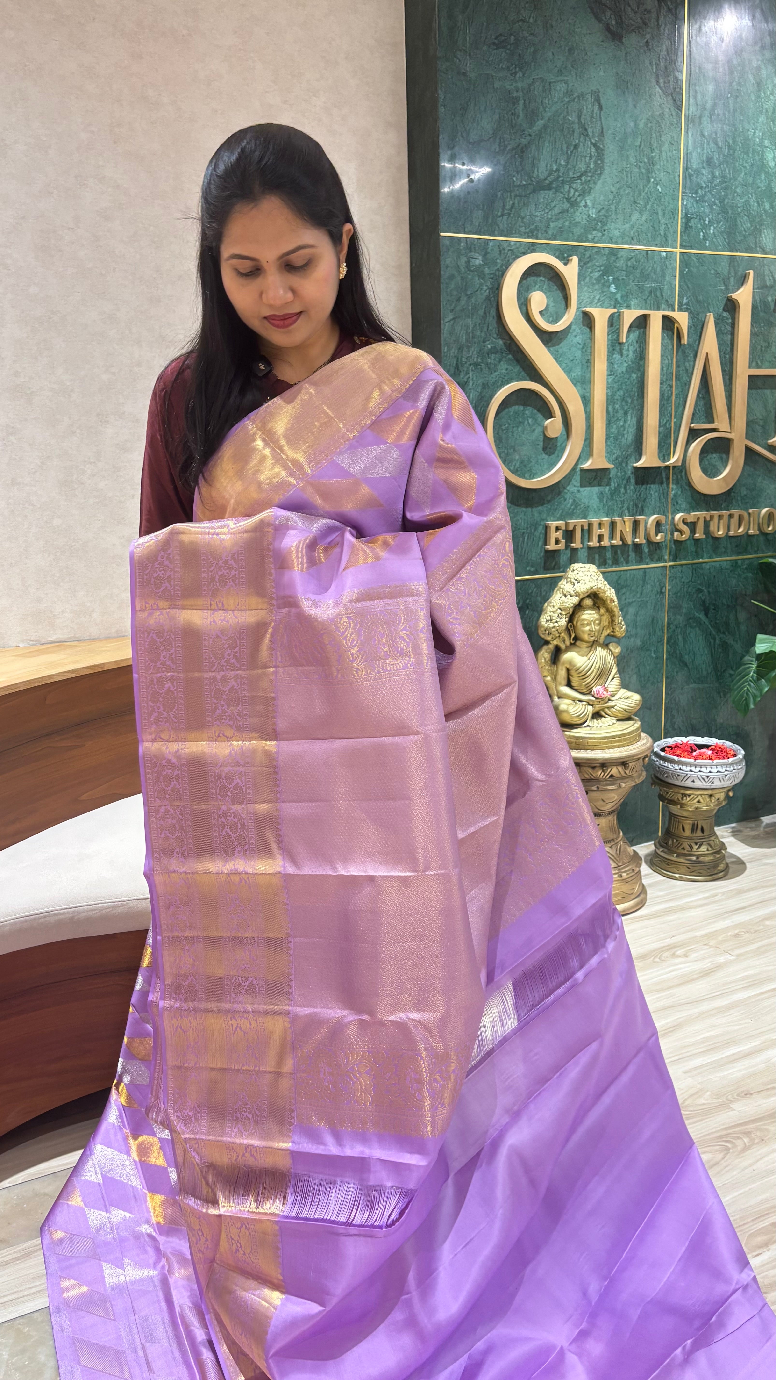 Handloom kanchi pattu lavender