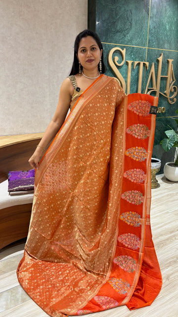 Banaras tissue mashru borders orange