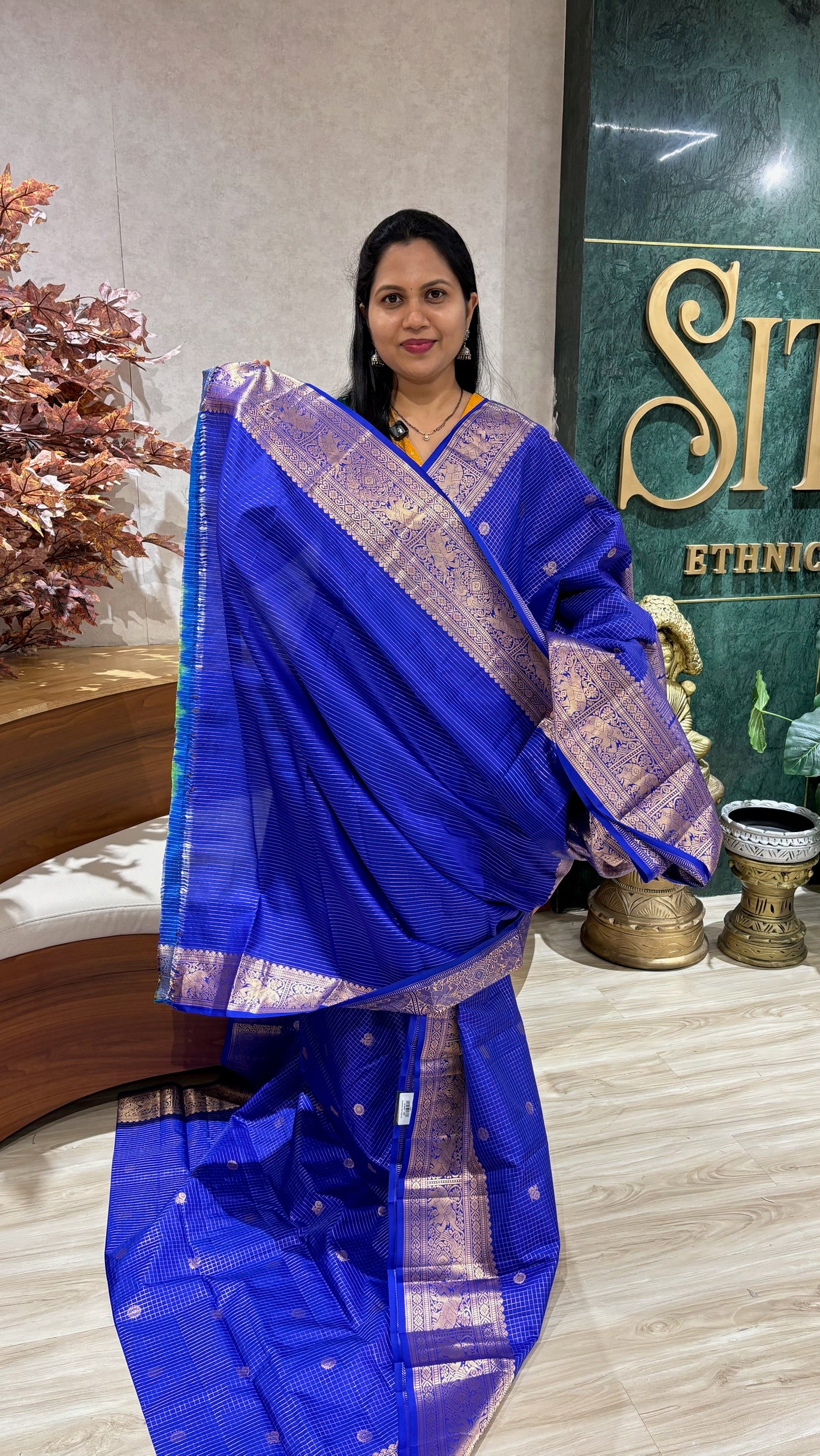 Vintage handloom kanchi pattu gemini blue