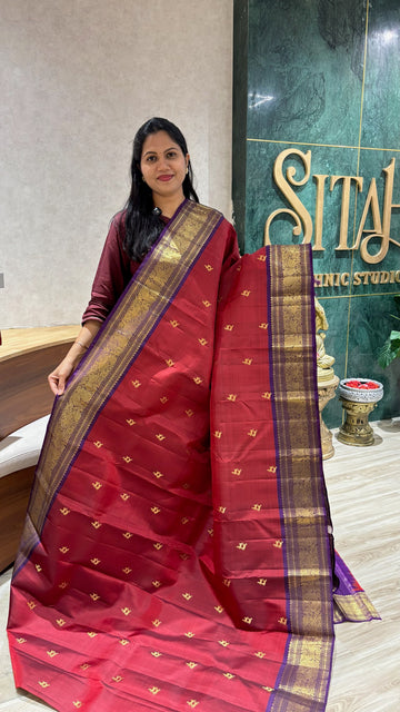 Handloom Kanchi marron-purple