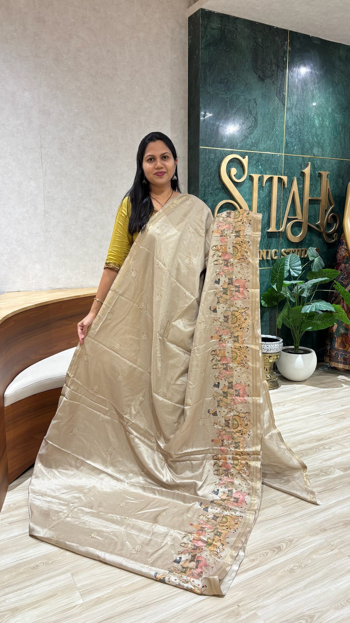 Tussar pitchwai beige