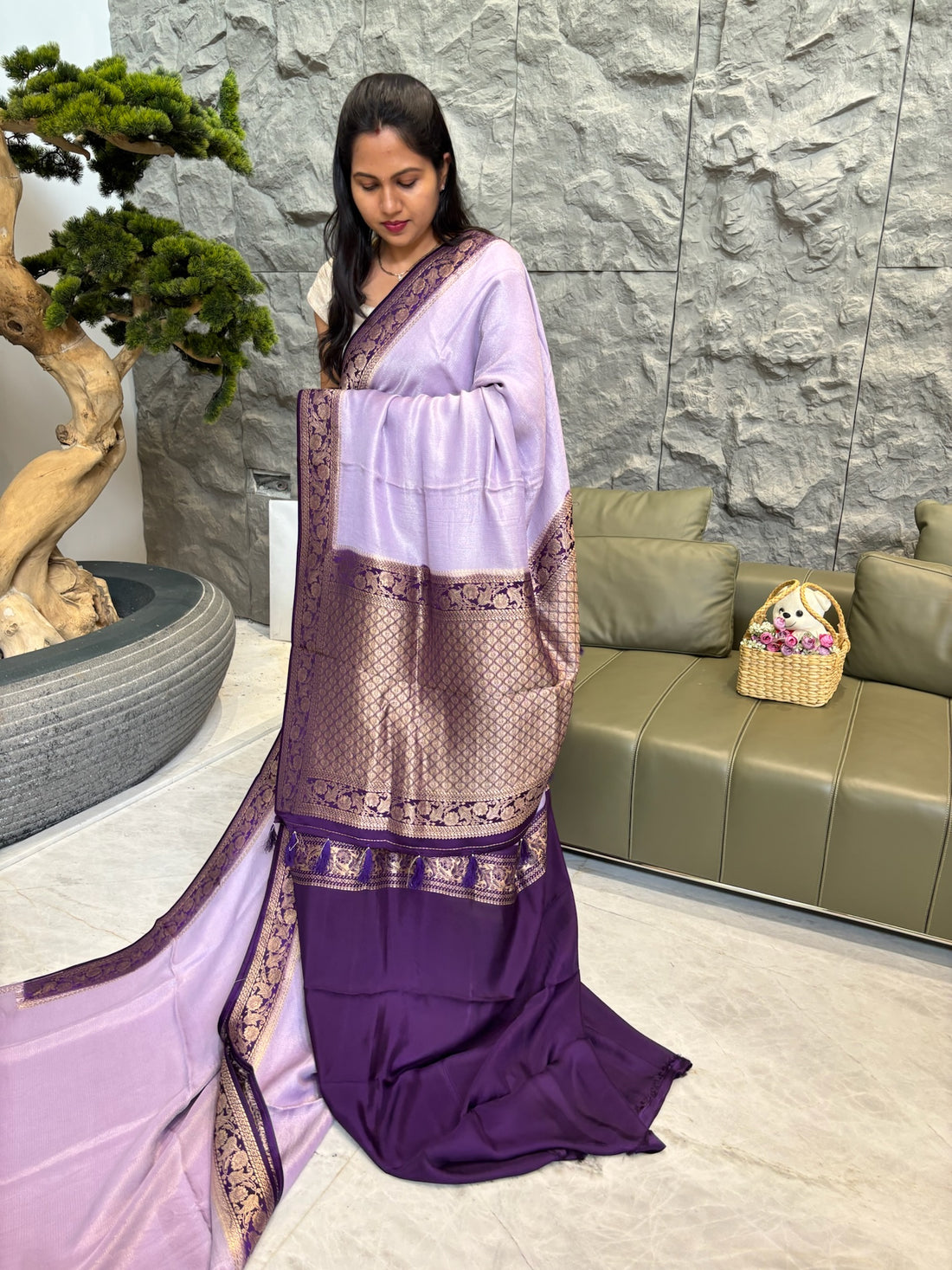 Pure georgette lavender -purple