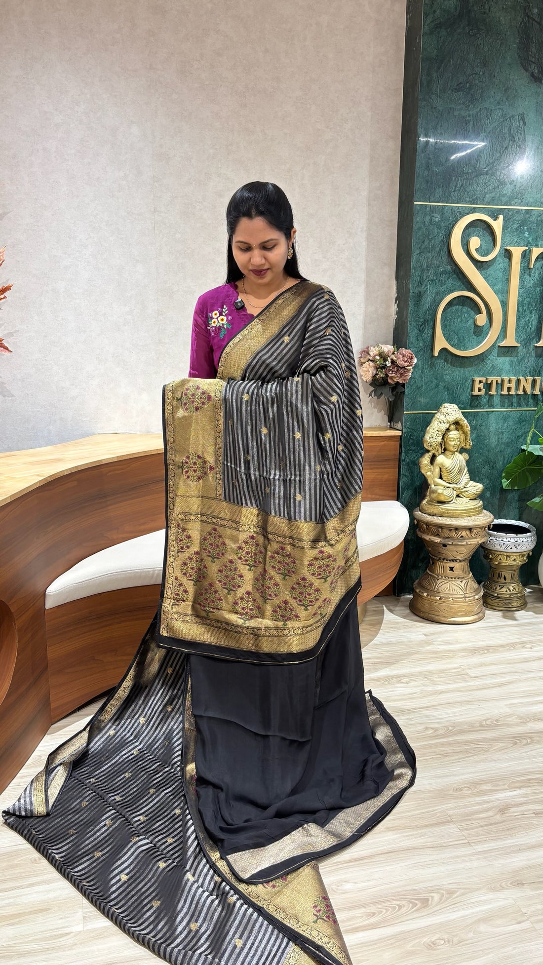 Mashru georgette black